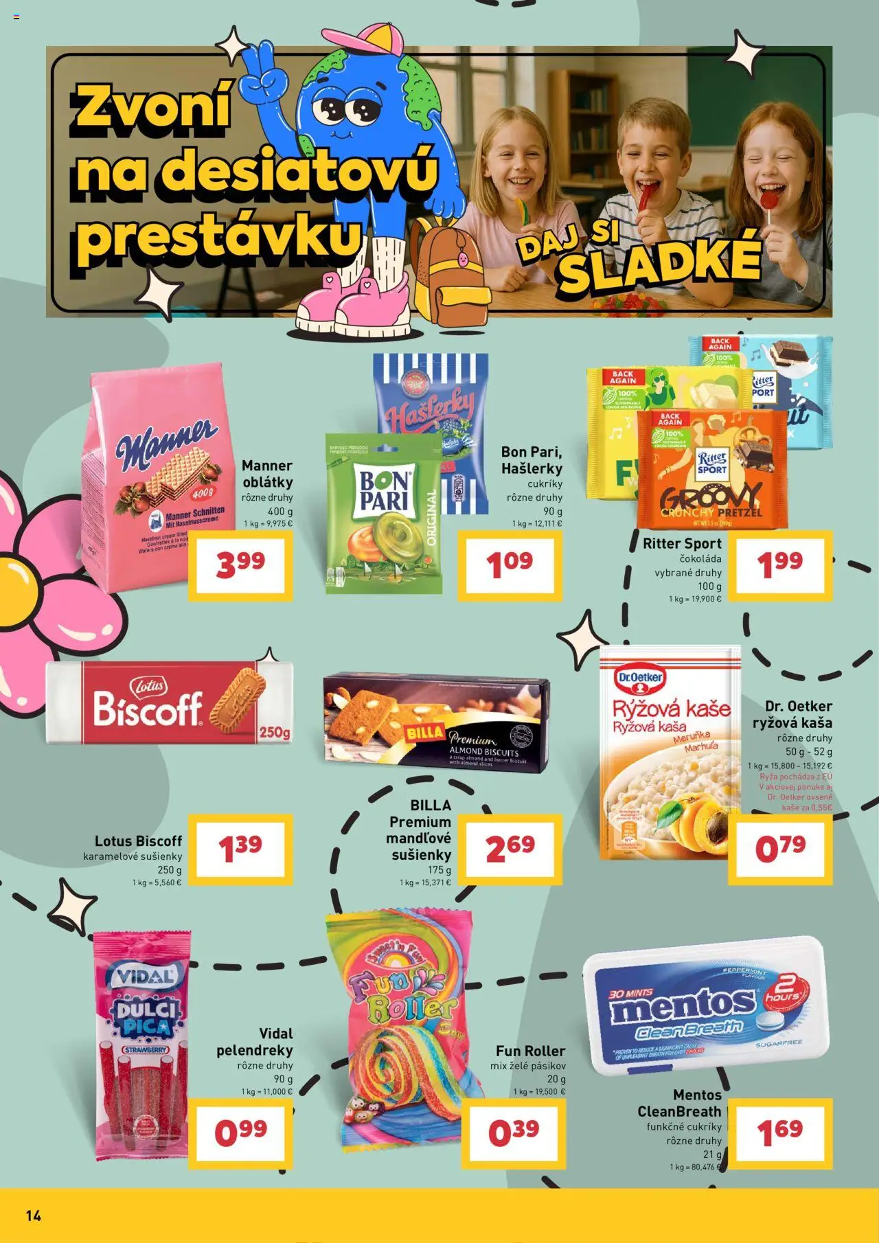 Billa zvoní na školské nákupy │ platný od 30.07.2025 | Strana: 14 | Produkty: Ryža, Čokoláda, Cukríky