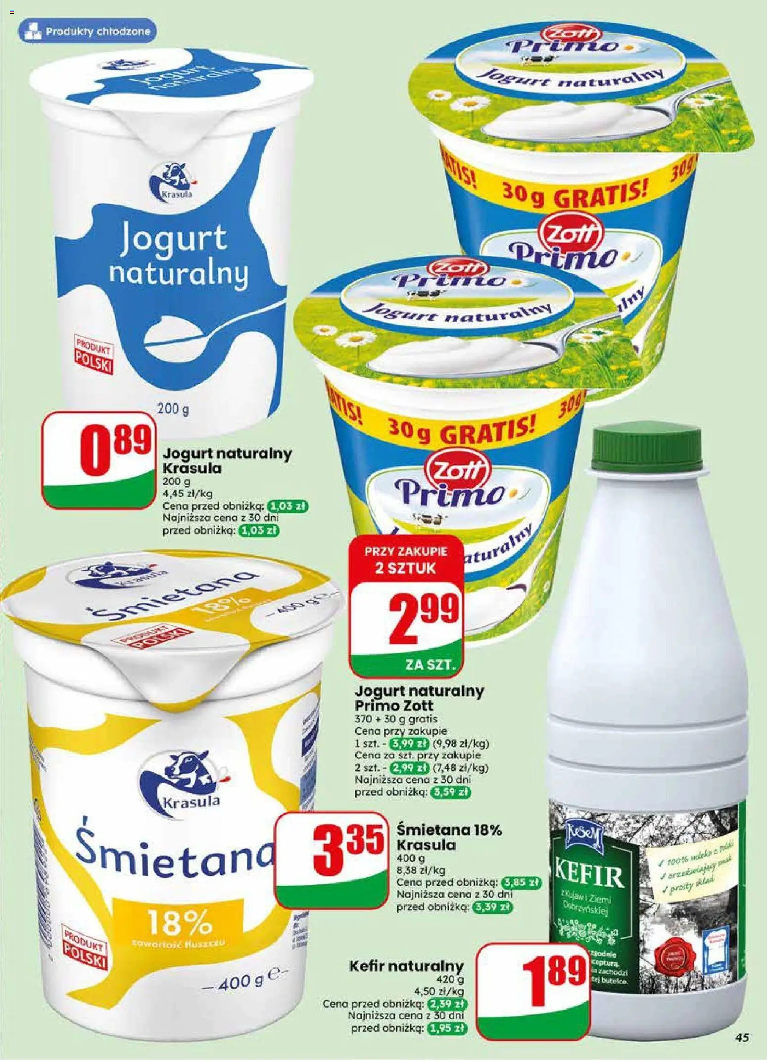 Dino gazetka od 29.04.2026 | Strona: 45 | Produkty: Kefir, Jogurt naturalny, Jogurt, Śmietana