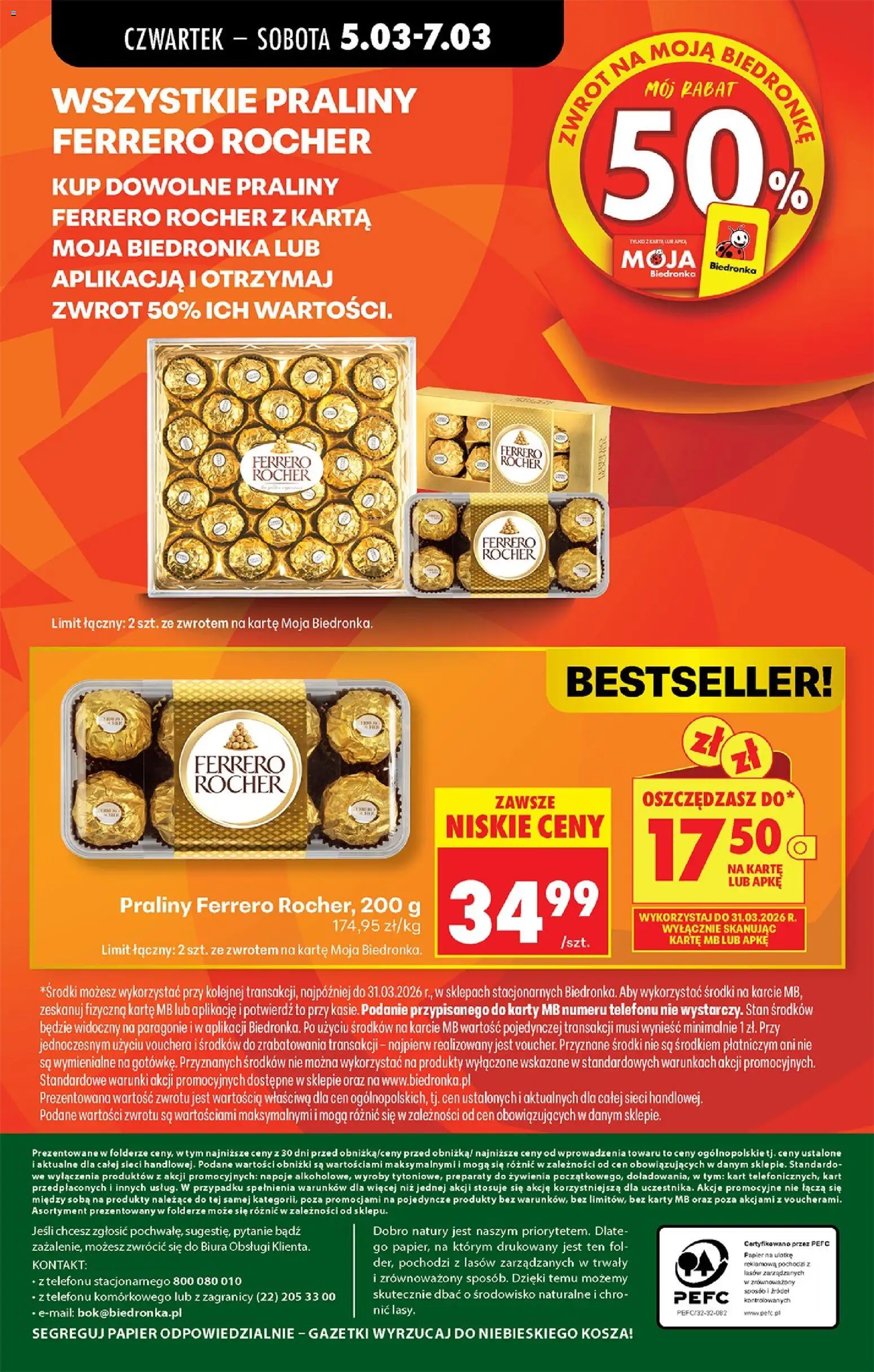 Biedronka gazetka od czwartku od 05.03.2026 | Strona: 82 | Produkty: Karta, Praliny, Napoje, Ferrero rocher