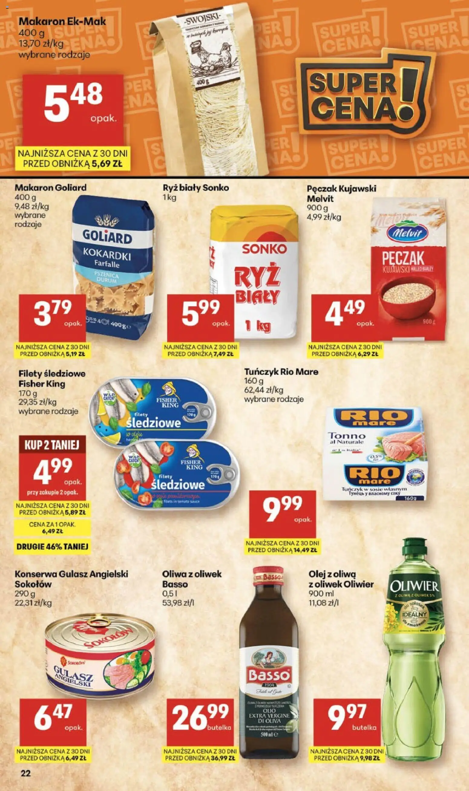 Delikatesy Centrum Gazetka od 05.02.2026 | Strona: 22 | Produkty: Tuńczyk w sosie własnym, Gulasz angielski, Olej, Makaron