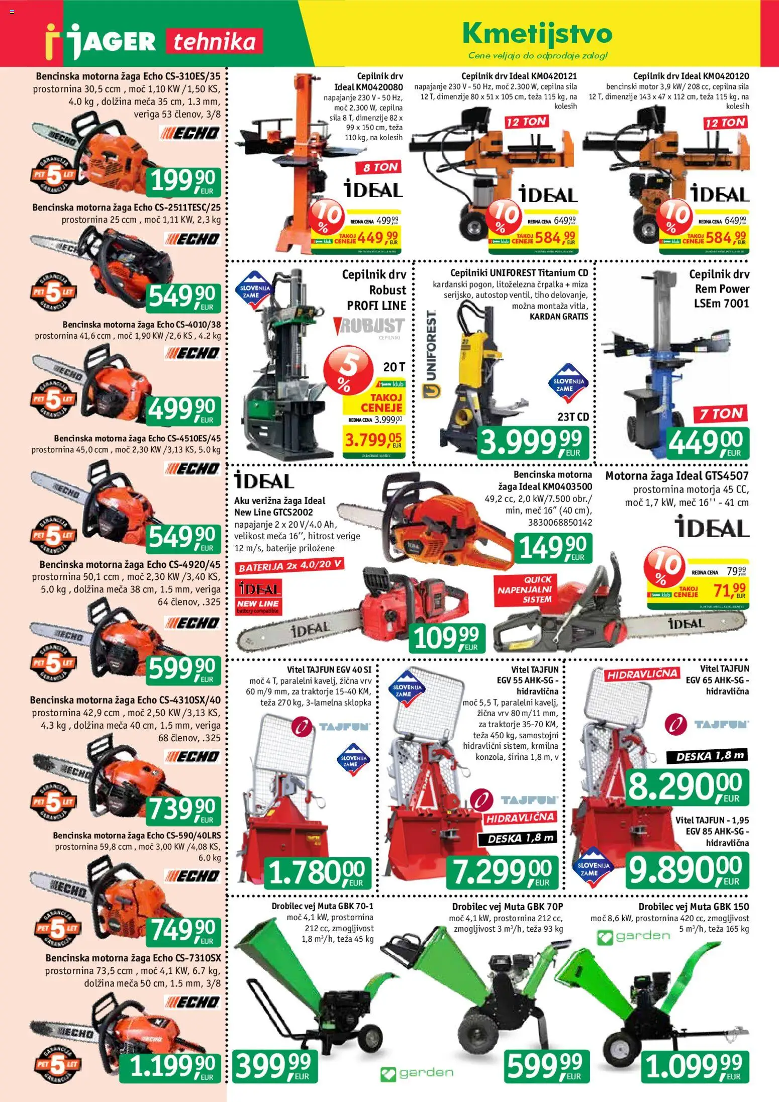 Novi Jager katalog ponudbe – veljaven od 25.02.2026 | Stran: 8 | Izdelki: Črpalka, Miza, Verižna žaga, Baterije