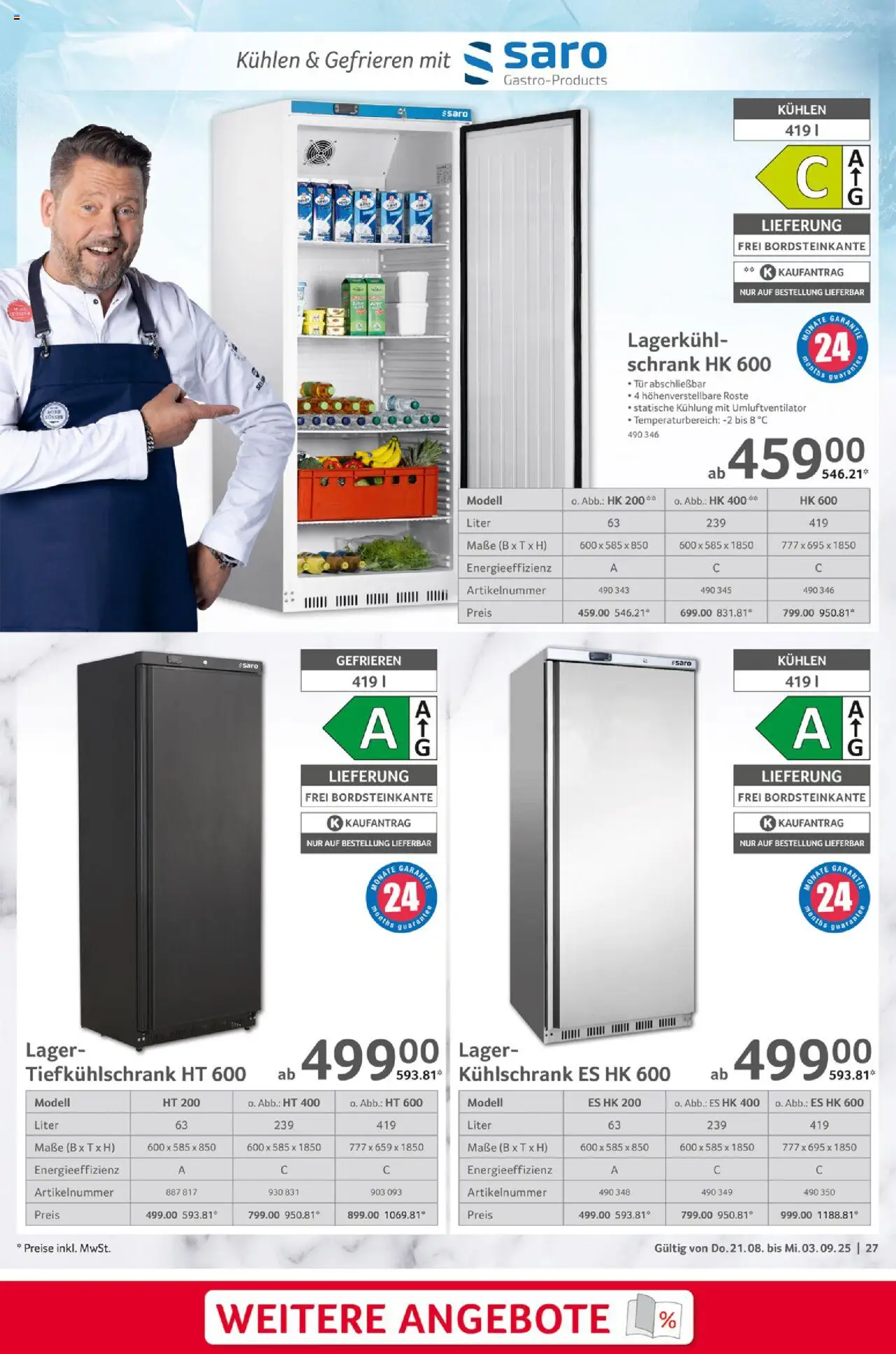 Selgros Gastronomie - gültig ab dem 21.08.2025 | Seite: 27 | Produkte: Schrank, Tür, Kühlschrank