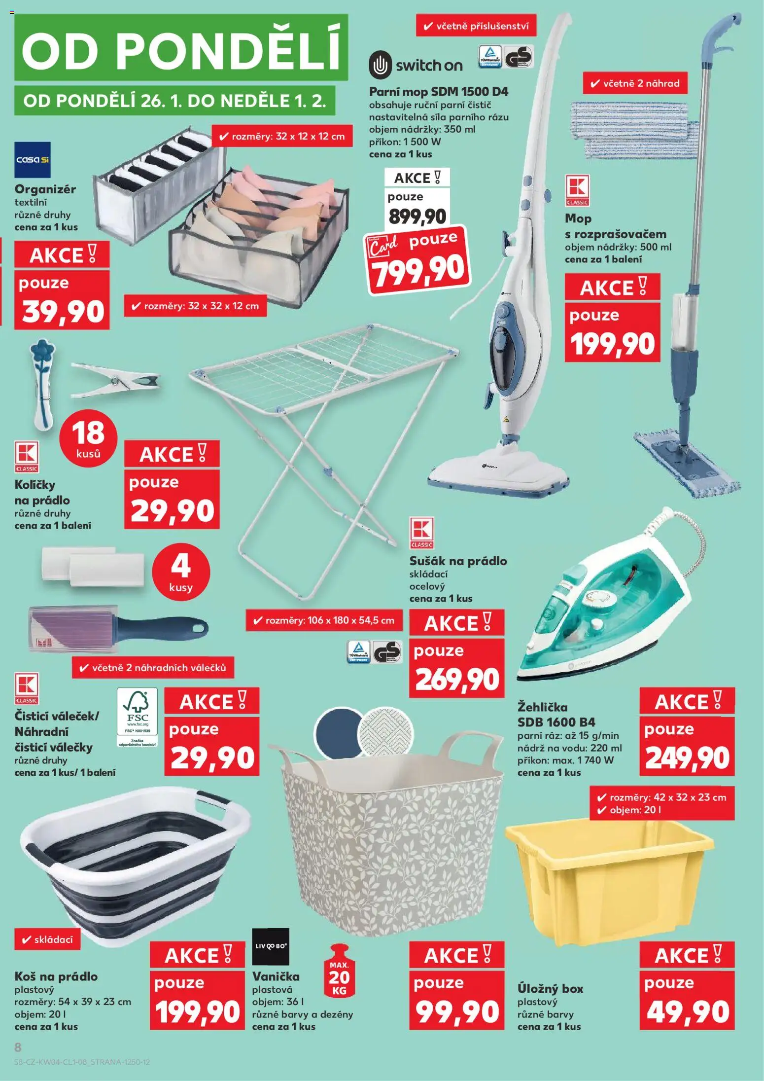 Kaufland leták - Liberec od 21.01.2026 | Strana: 8 | Produkty: Organizér, Úložný box, Parní čistič, Switch On