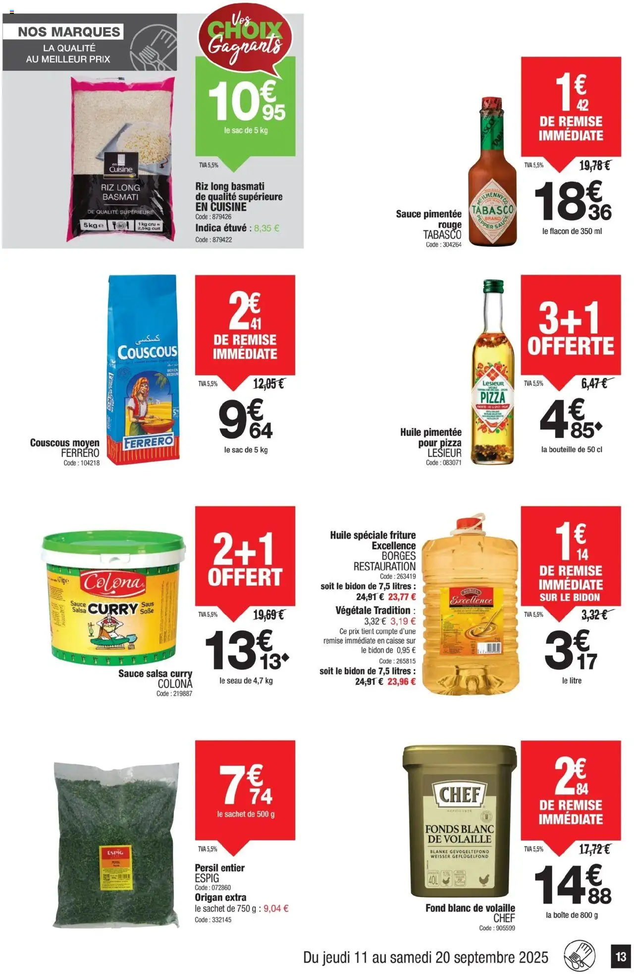  | Page: 13 | Produits: Sac, Volaille, Tabasco, Huile