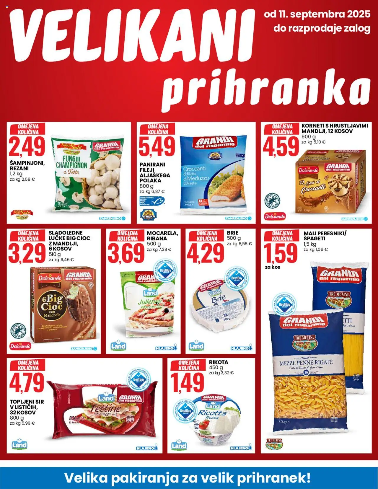 Novi Eurospin katalog ponudbe – veljaven od 11.09.2025 | Stran: 2 | Izdelki: Sladoledne lučke, Topljeni sir, Sir, Spageti