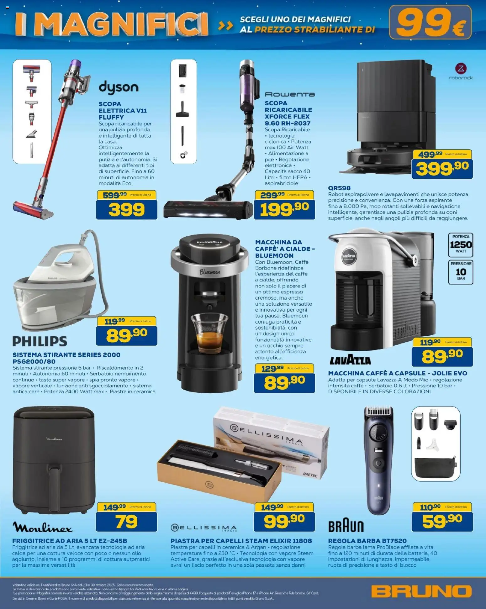 Volantino BRUNO del 23.10.2025 | Pagina: 7 | Prodotti: Scopa elettrica, Robot, Piastra per capelli, Dyson