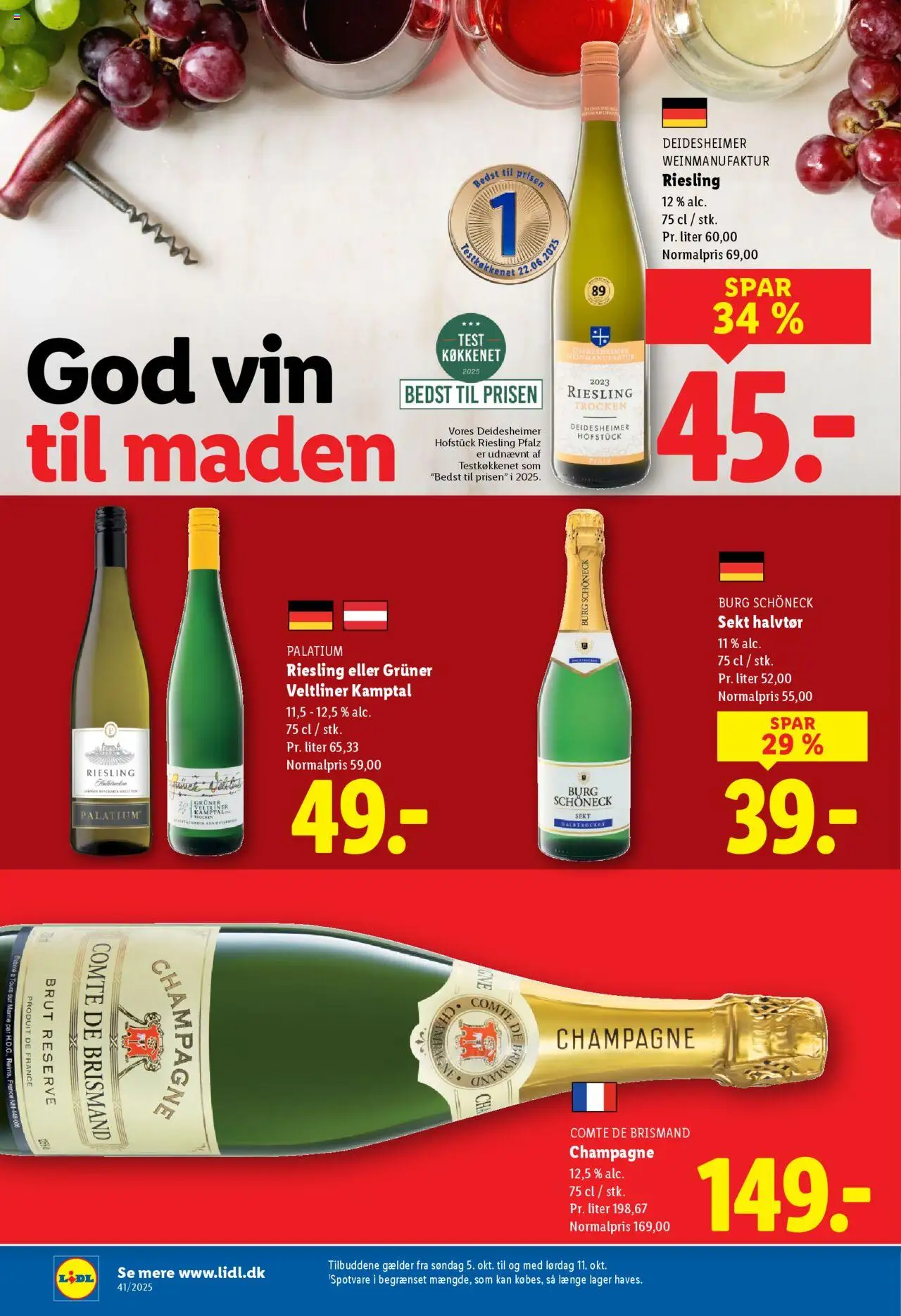 Lidl tilbudsavis – gyldig fra 05.10.2025 | Side: 22 | Produkter: Vin, Søm, Prancha