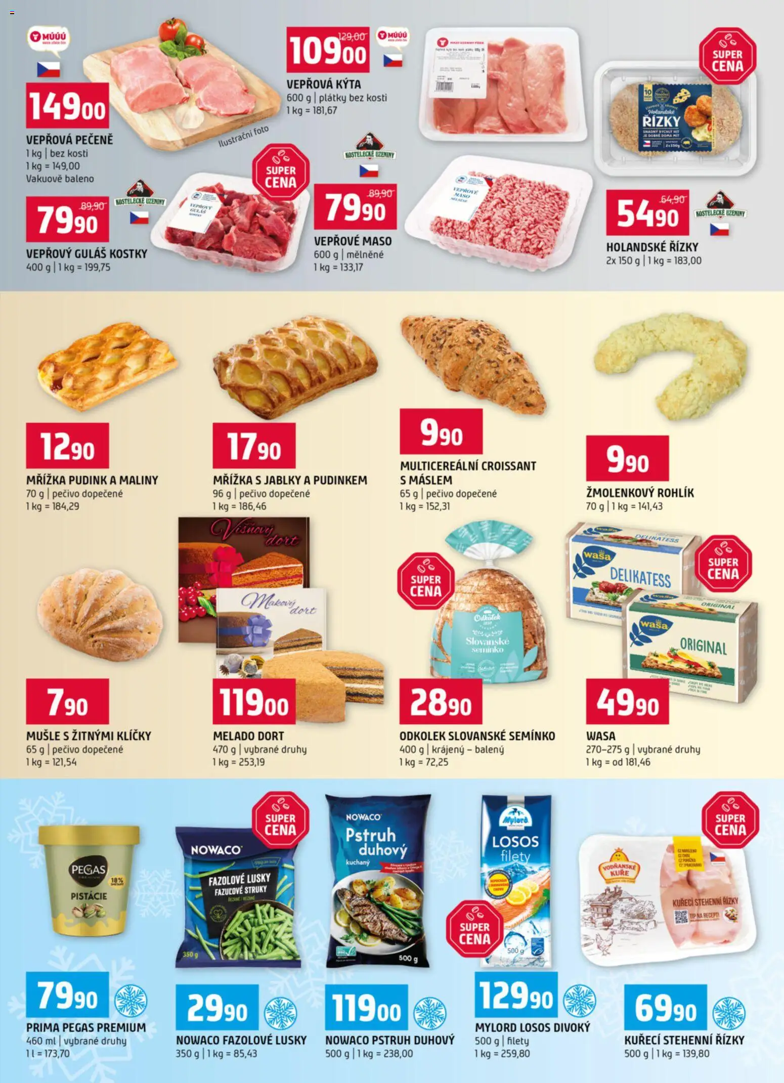 Terno leták - Prachatice od 18.02.2026 | Strana: 3 | Produkty: Fazolové lusky, Vepřová pečeně, Maliny, Stehenní řízky