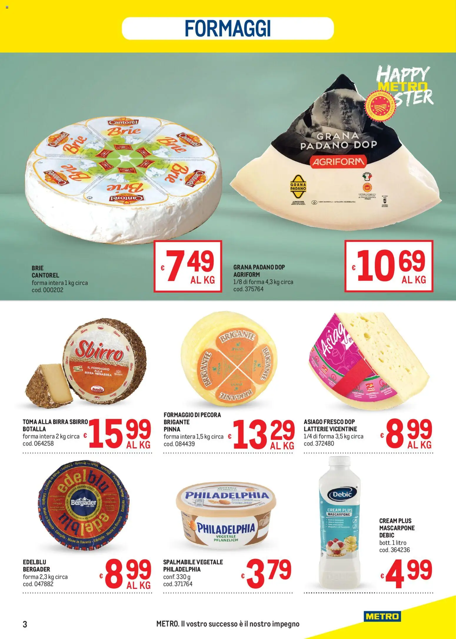 Volantino Metro volantino del 19.03.2026 | Pagina: 3 | Prodotti: Birra, Formaggio, Grana Padano, Mascarpone