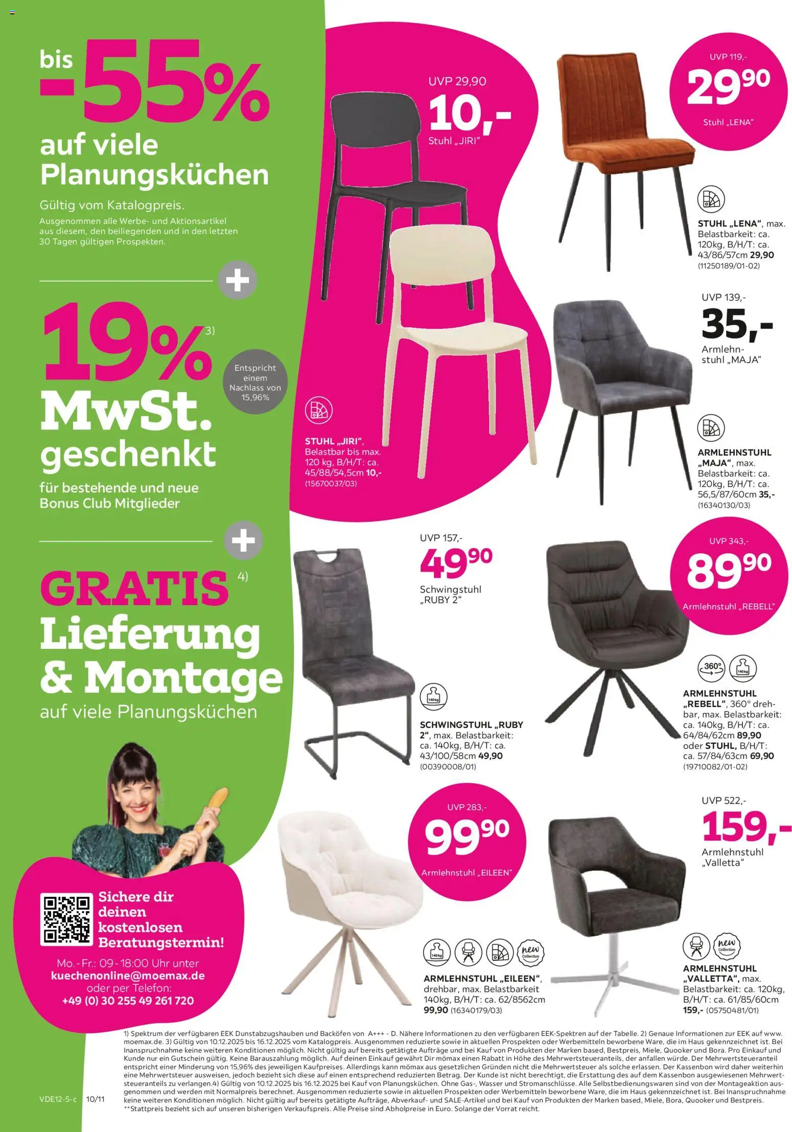 Mömax Prospekt 	 – gültig ab 08.12.2025 | Seite: 10 | Produkte: Stuhl, Wasser, Backofen, Uhr