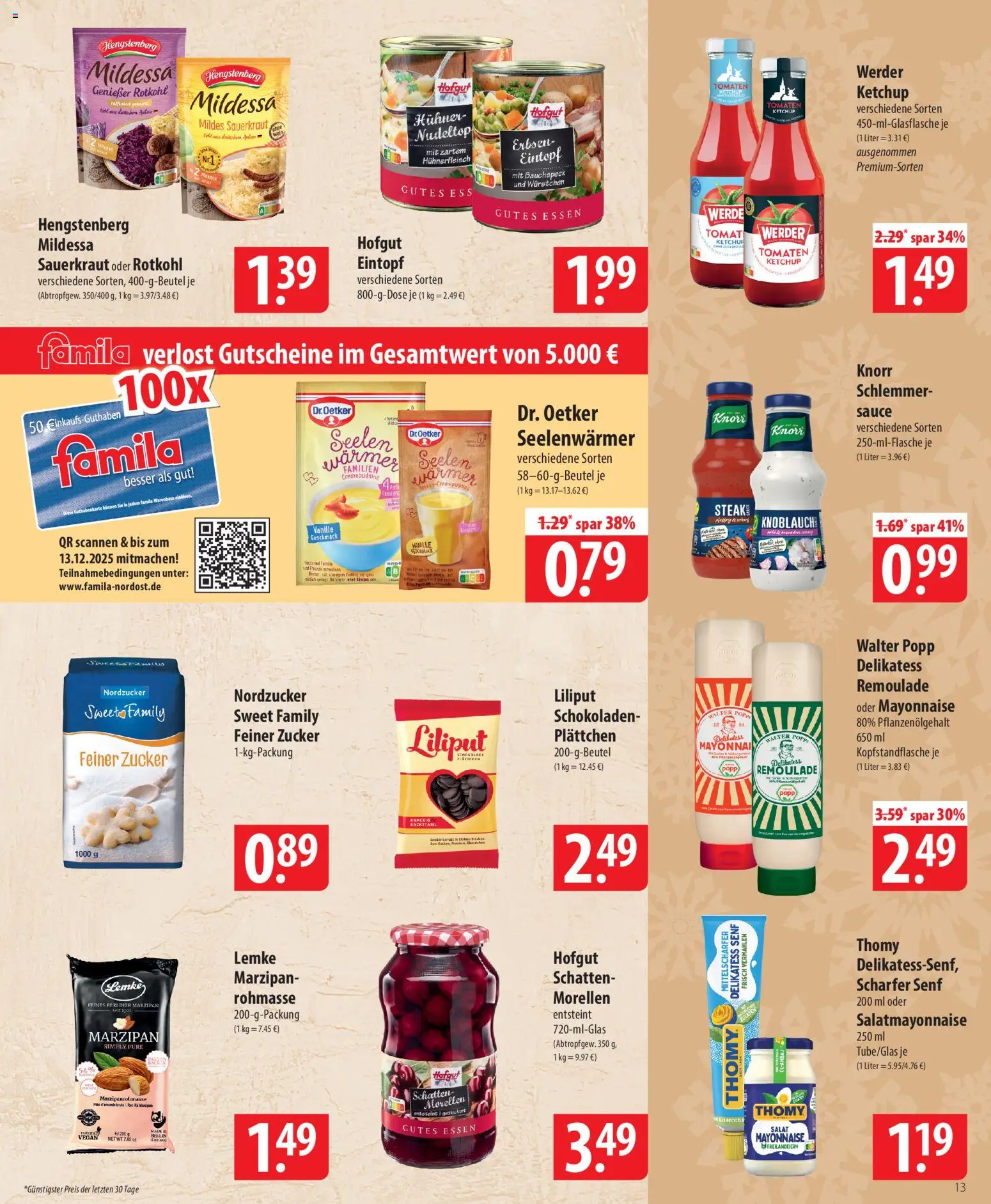 Famila Prospekt 	 – gültig ab 01.12.2025 | Seite: 13 | Produkte: Tomaten, Knorr, Zucker, Steak