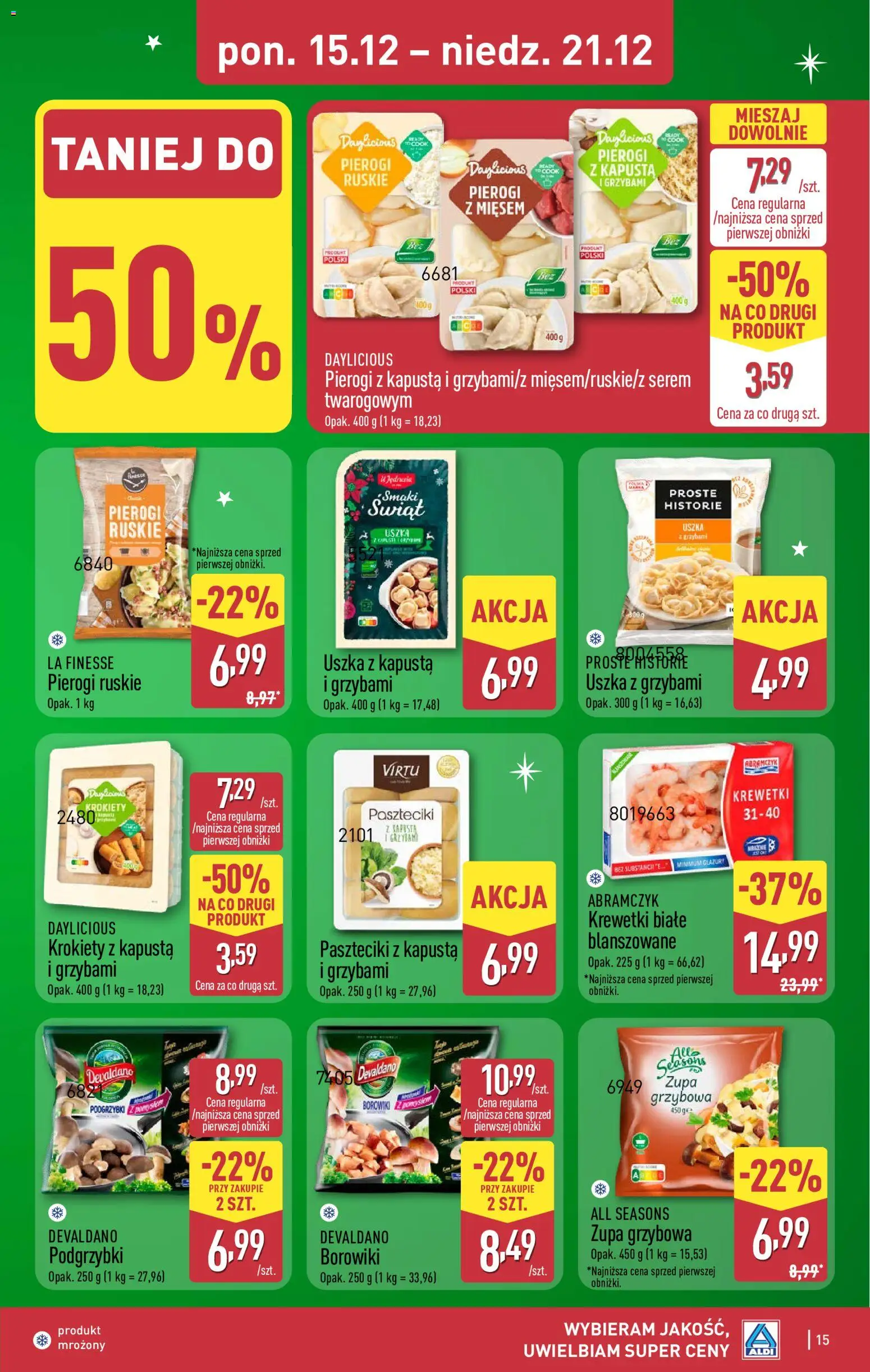 Aldi Gazetka od 15.12.2025 | Strona: 15 | Produkty: Kapusta, Pierogi, Uszka z grzybami, Zupa