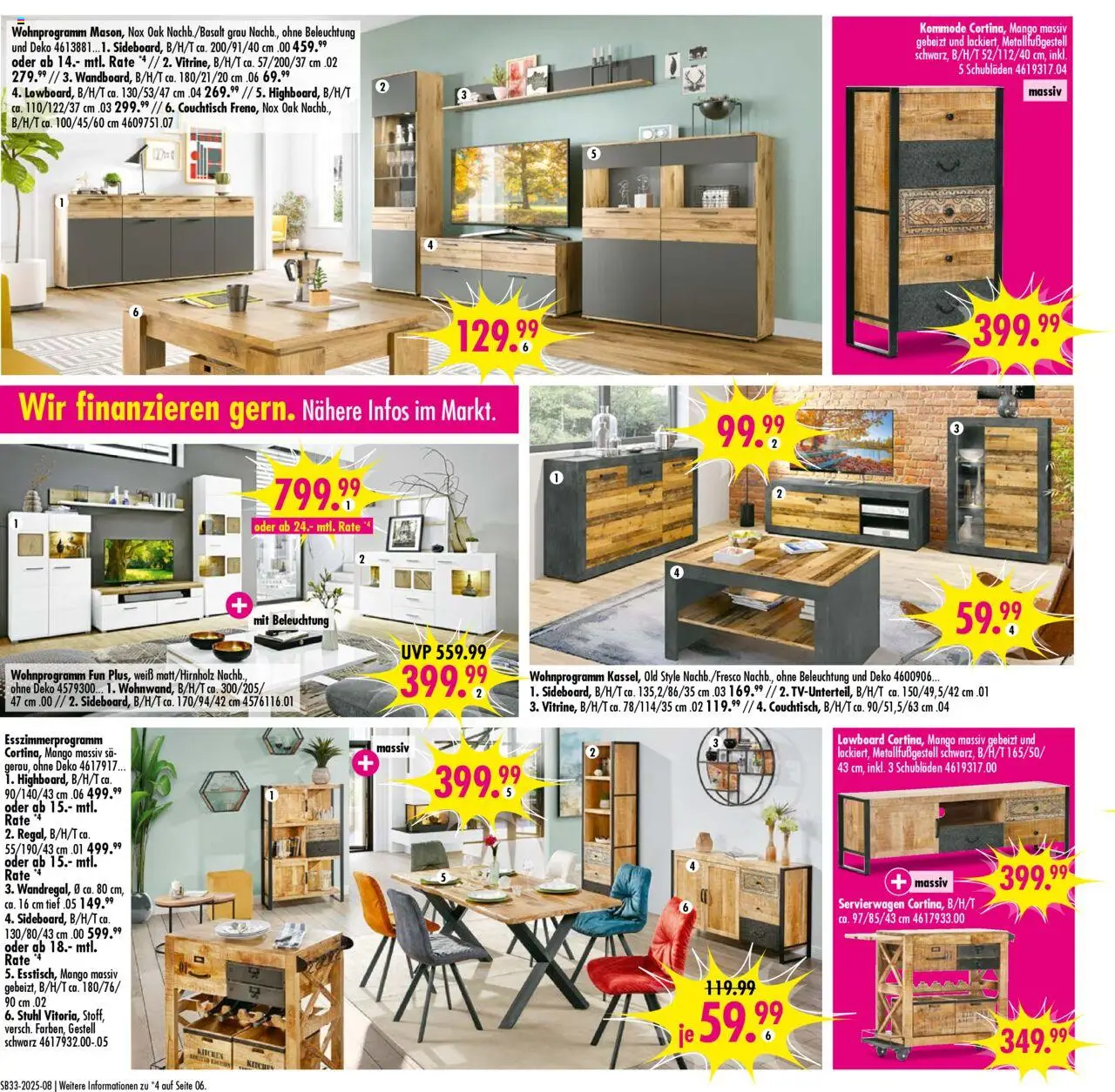 SB Möbel Boss Prospekt 	 - gültig ab dem 09.08.2025 | Seite: 8 | Produkte: Lowboard, Servierwagen, Couchtisch, Mango