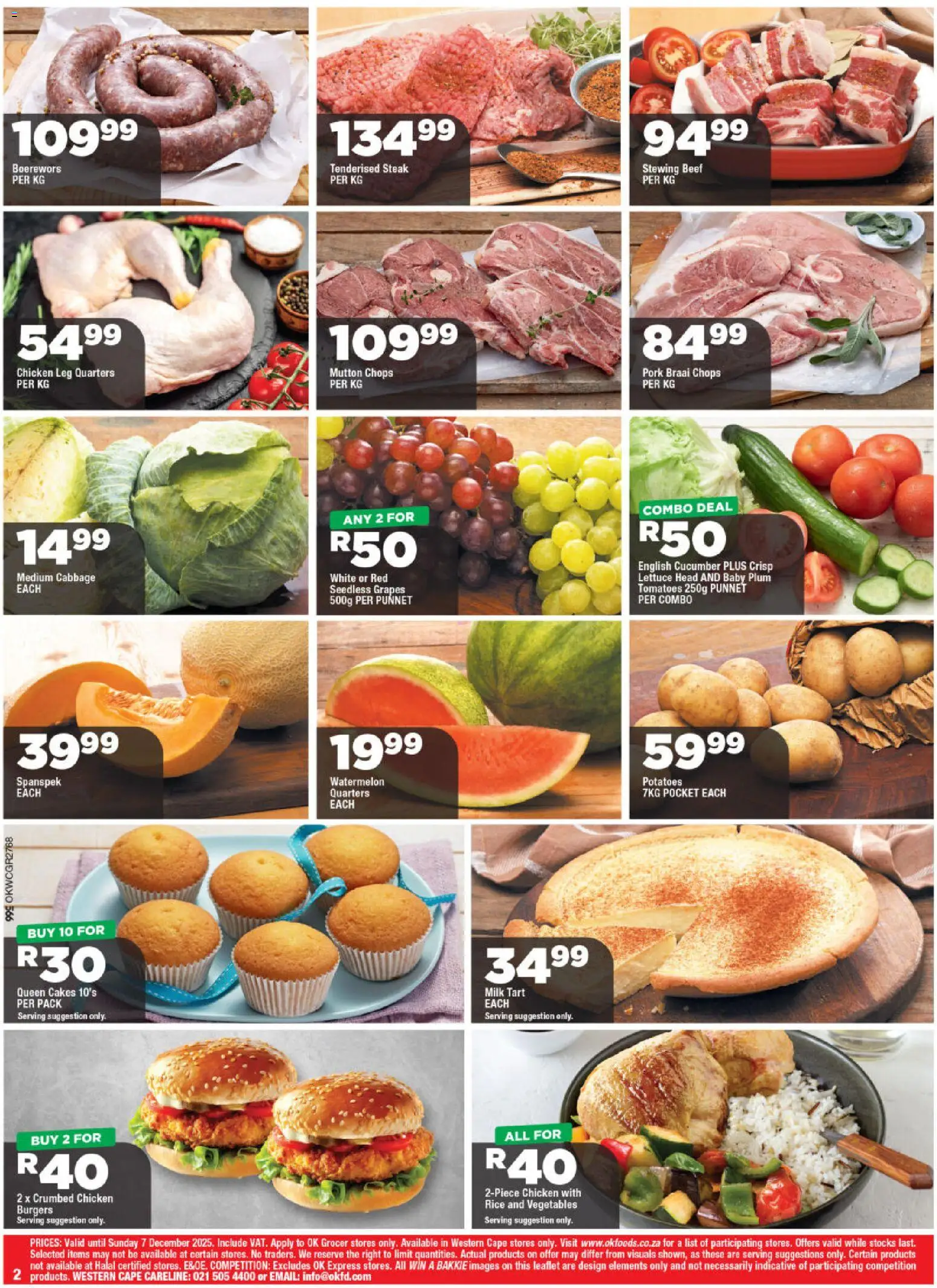 New OK Foods catalogue – valid from 25.11.2025 | Page: 2 | Products: Boerewors, Milk, Potatoes, Lettuce