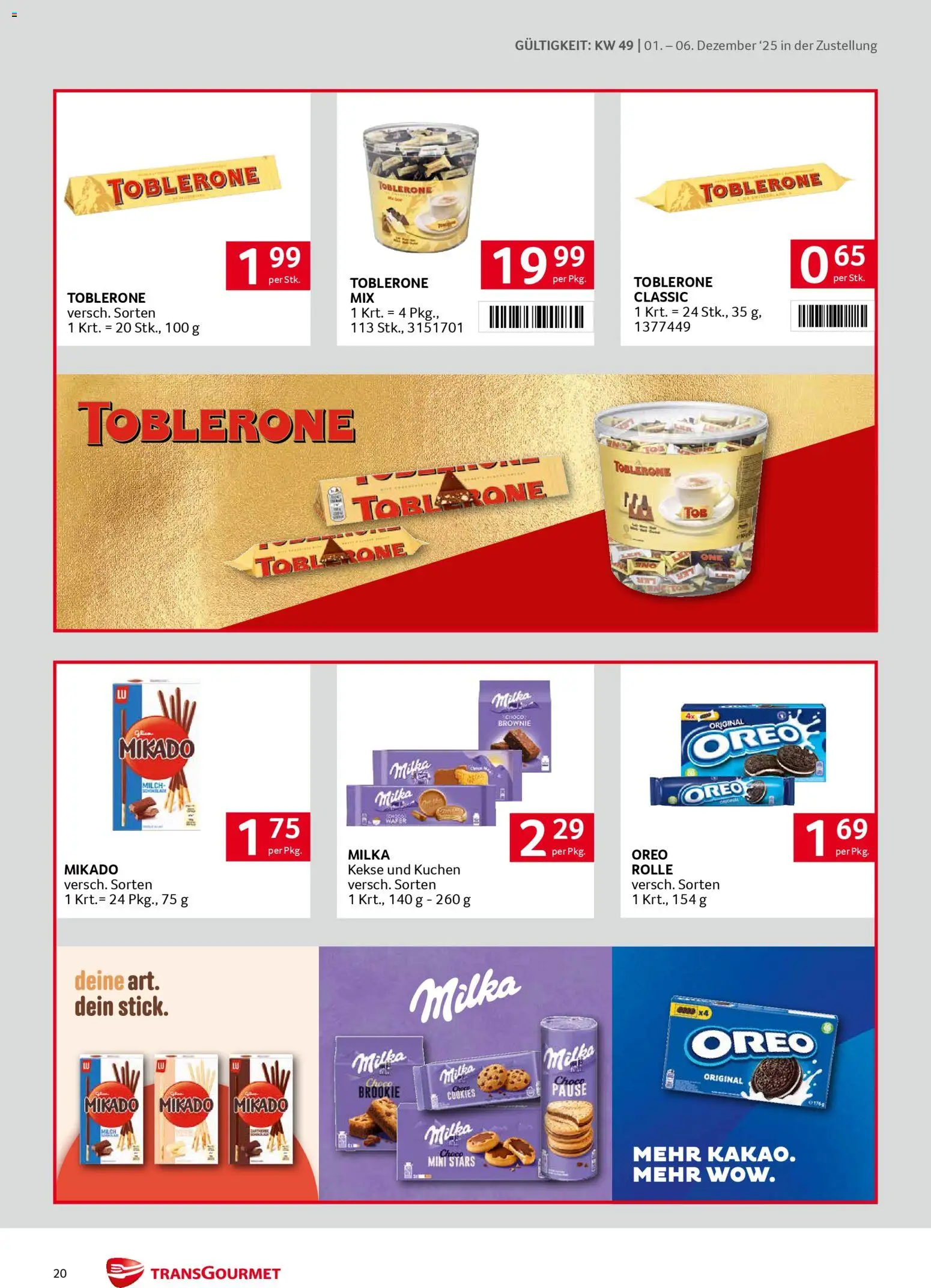 Transgourmet Zustellaktion gültig ab 01.12.2025 | Seite: 20 | Produkte: Kekse, Milch