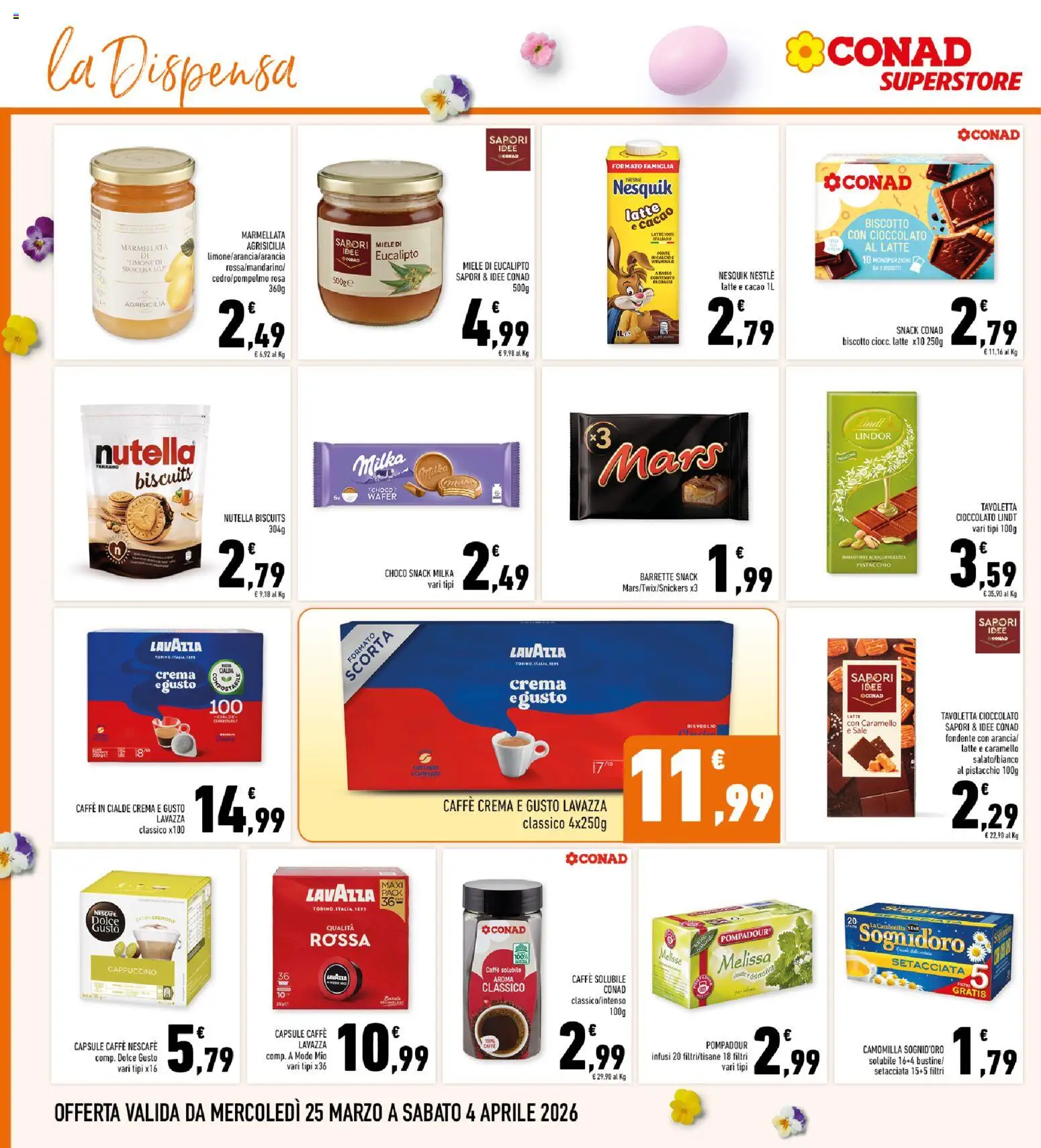 Volantino Conad del 25.03.2026 | Pagina: 18 | Prodotti: Caffè, Latte, Nutella, Lavazza