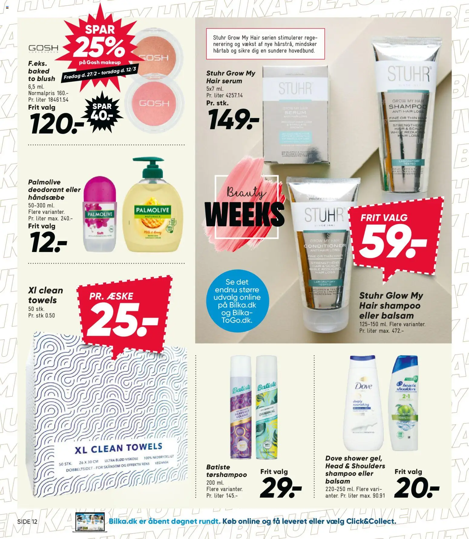 Bilka tilbudsavis – gyldig fra 27.02.2026 | Side: 12 | Produkter: Makeup, Shampoo, Balsam, Deodorant