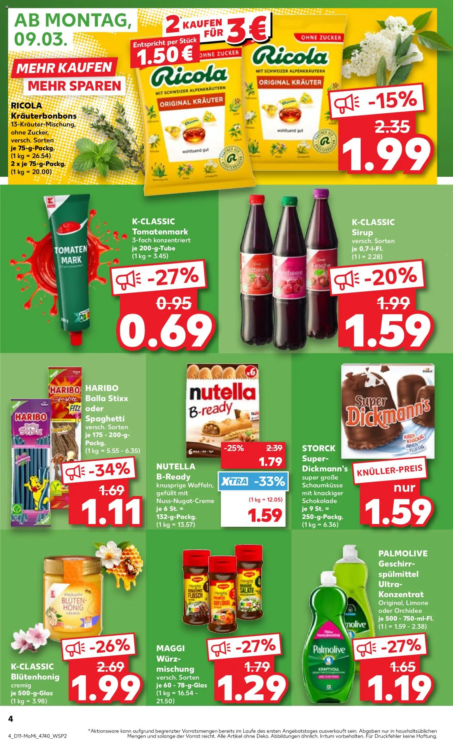 Kaufland Prospekt Hannover	 – gültig ab 09.03.2026 | Seite: 4 | Produkte: Schokolade, Sirup, Nutella, Himbeere