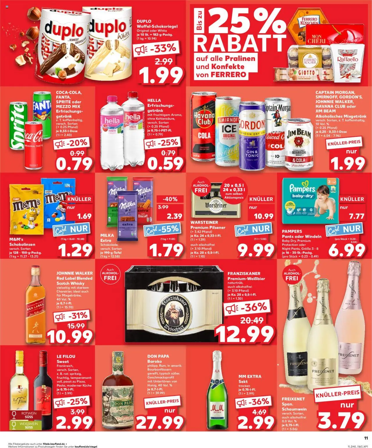 Kaufland prospekt Kiel	 – gültig ab 05.10.2025 | Seite: 11 | Produkte: Jim beam, Cola, Schokolade, Pampers
