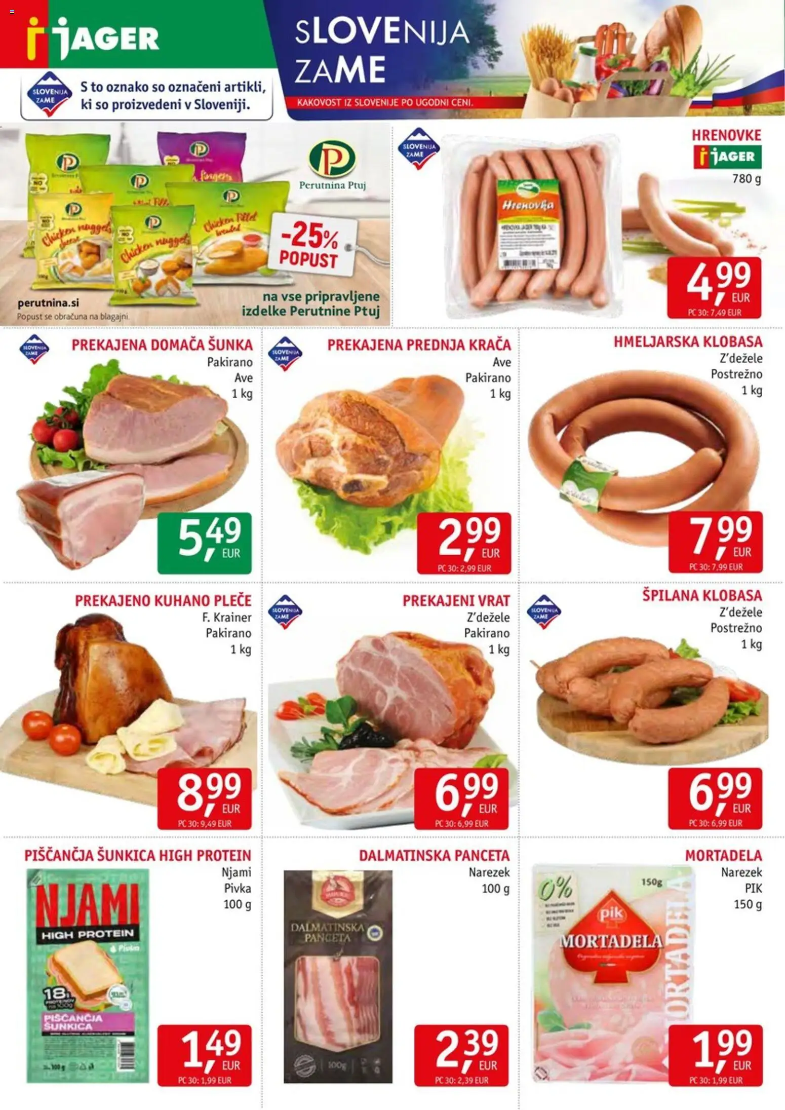 Novi Jager katalog ponudbe – veljaven od 18.03.2026 | Stran: 2 | Izdelki: Hrenovke, Panceta, Mortadela, Narezek