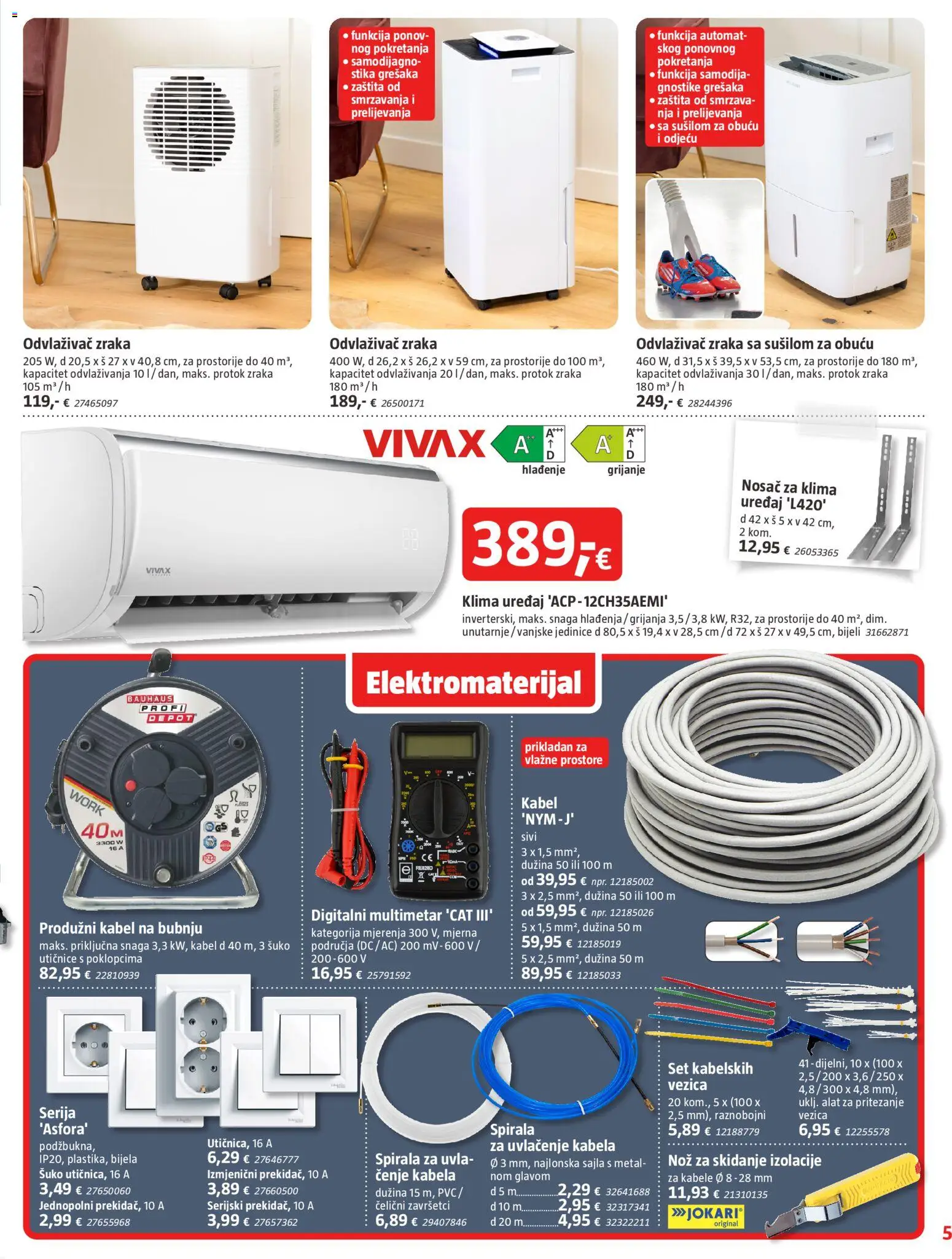 Bauhaus katalog | vrijedi od 05.03.2026 | Stranica: 5 | Proizvodi: Klima uređaj, Nož, Alat, Kabel