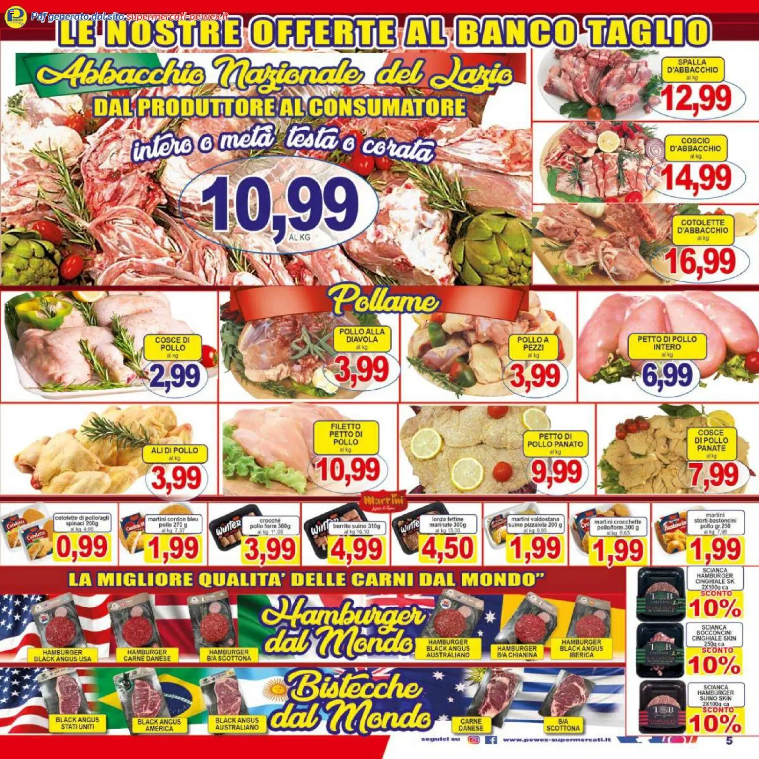 Volantino Pewex del 27.11.2025 | Pagina: 5 | Prodotti: Petto di Pollo, Pollo, Suino, Hamburger