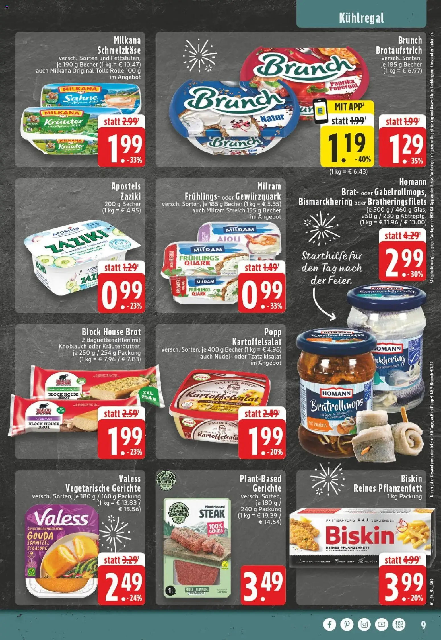 Edeka prospekt Hattingen-Holthausen	 – gültig ab 28.12.2025 | Seite: 9 | Produkte: Quark, Milkana, Zwiebeln, Sahne
