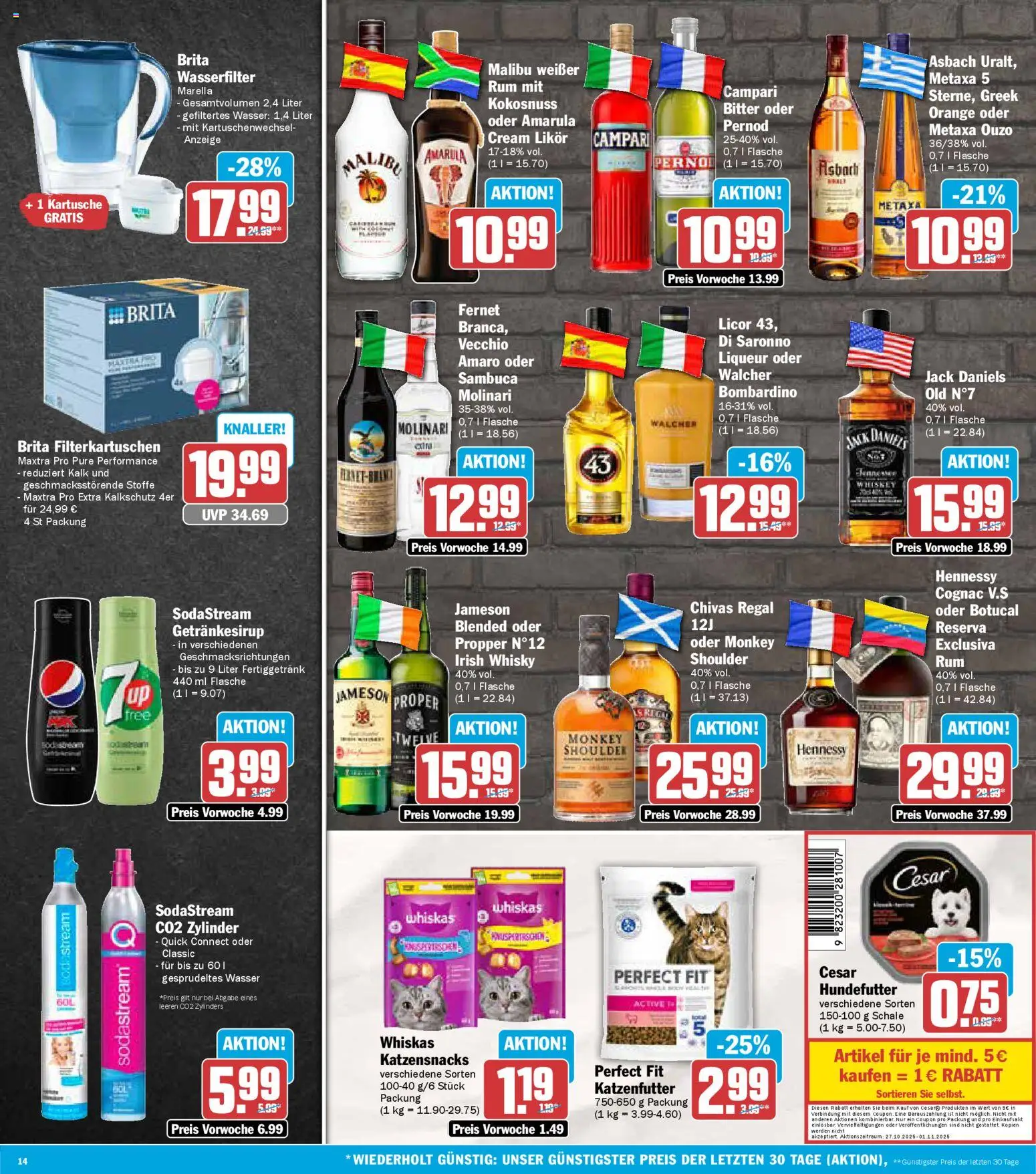AEZ Prospekt 	 – gültig ab 27.10.2025 | Seite: 14 | Produkte: Whisky, Rum, Sambuca, Sodastream