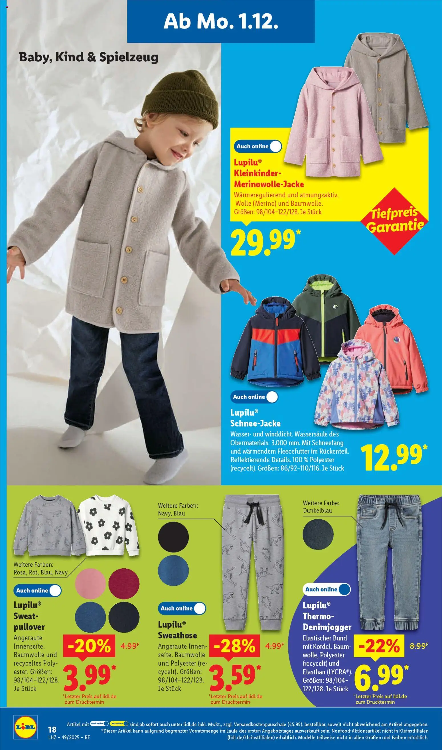 Lidl Prospekt Zossen – gültig ab 01.12.2025 | Seite: 34 | Produkte: Sweathose, Wasser, Pullover