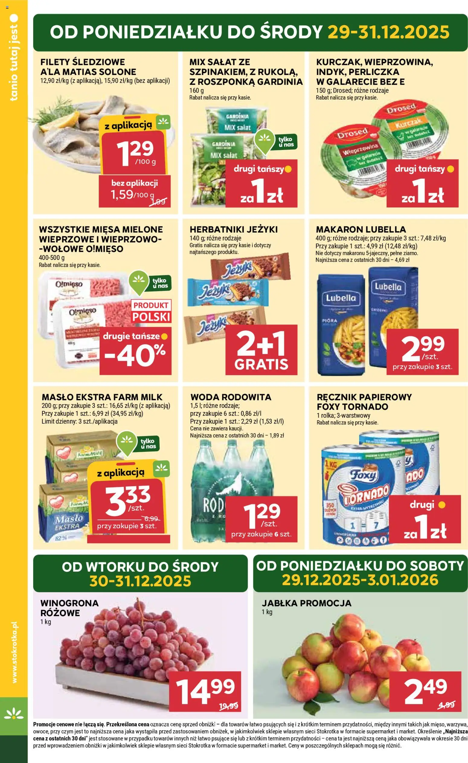 Stokrotka Gazetka - Market od 29.12.2025 | Strona: 4 | Produkty: Kurczak, Herbatniki, Jabłka, Makaron
