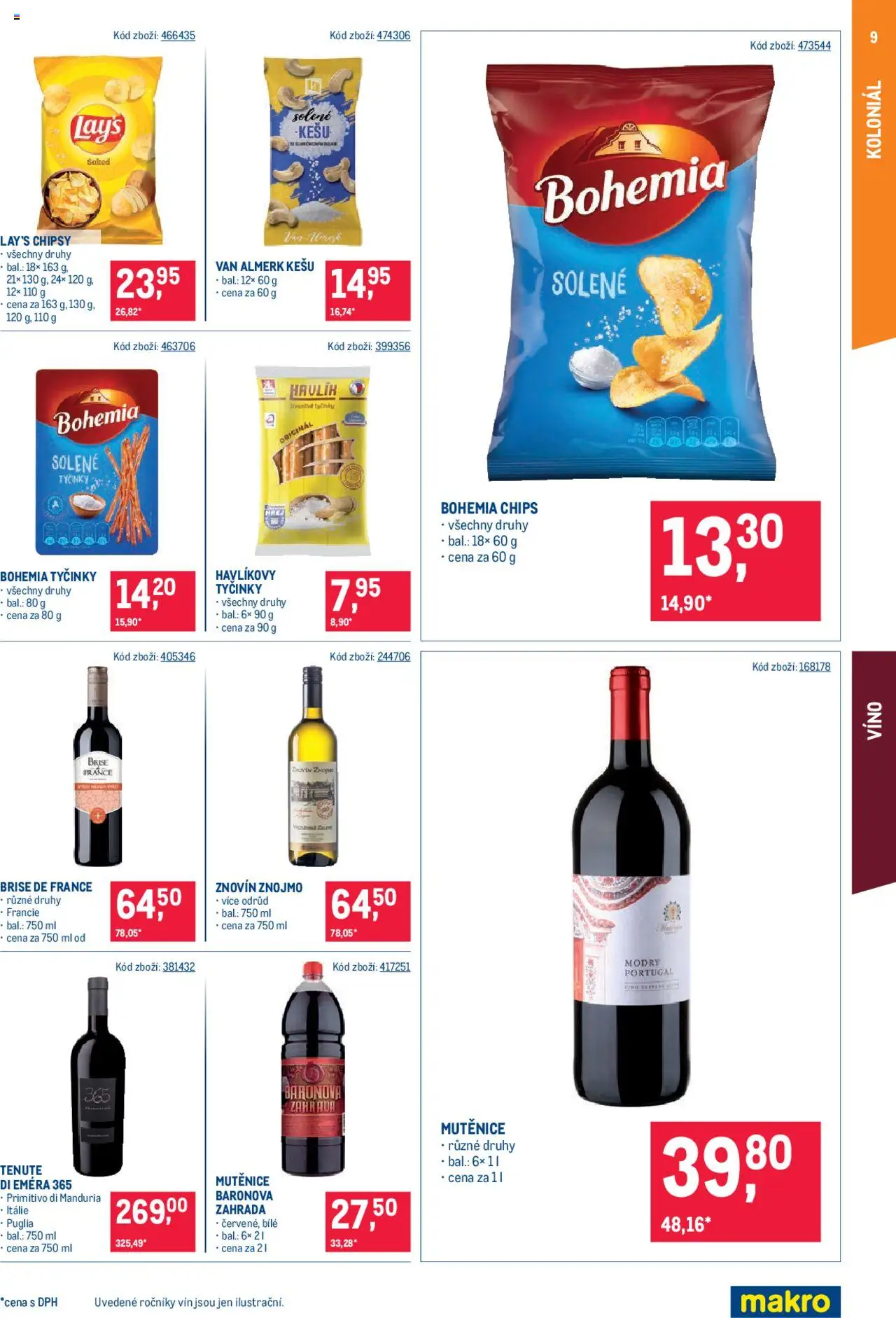 Makro leták - Maloobchod od 18.06.2025 | Strana: 9 | Produkty: Kešu, Primitivo, Lay's, Bohemia chips