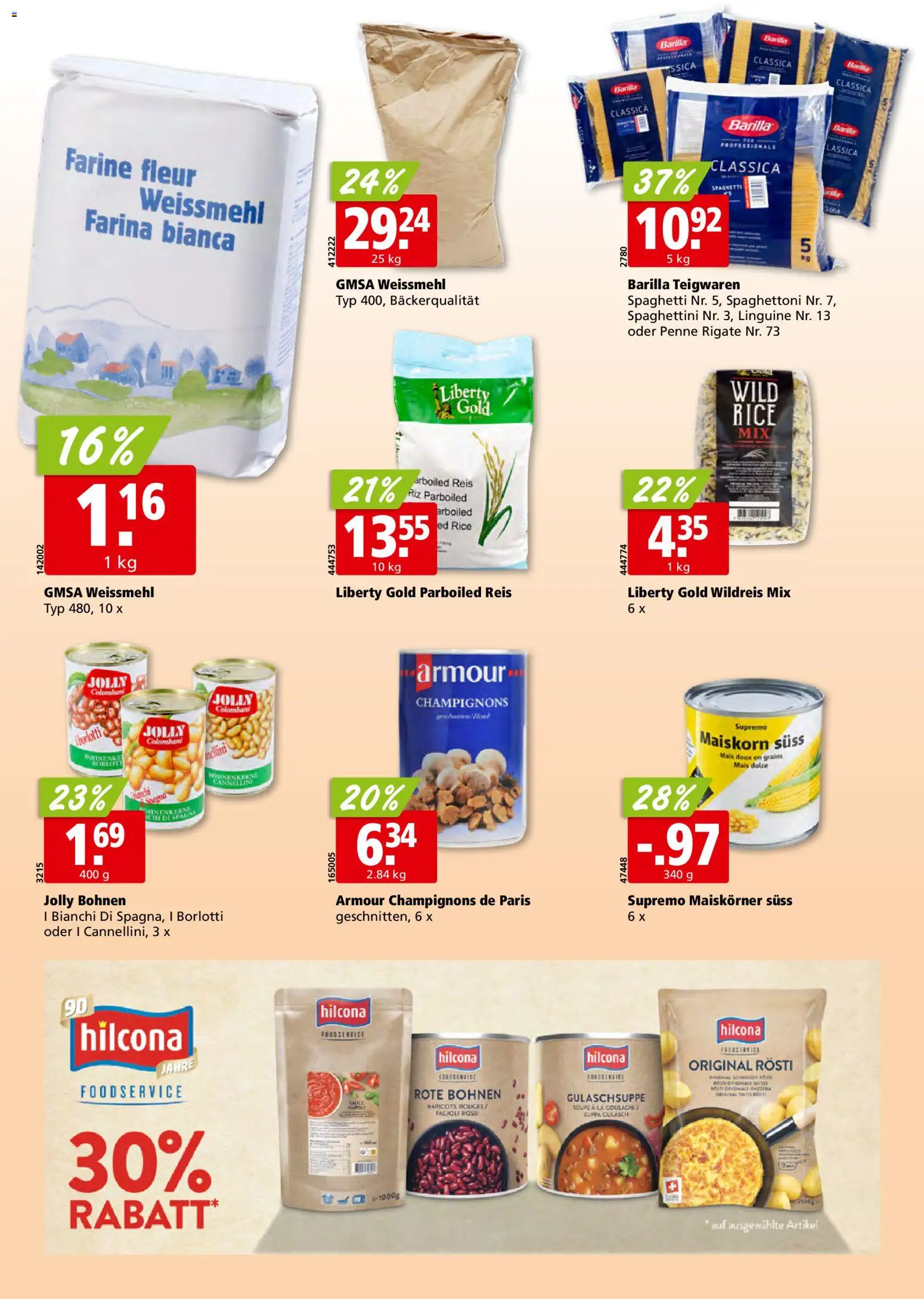 Aligro Aktionen Schlieren, Gossau SG, Frauenfeld, Rapperswil-Jona, Sargans, Bern, Brüttisellen, Pratteln, Emmen, Spreitenbach – gültig ab 17.11.2025 | Seite: 22 | Produkte: Barilla, Champignons, Teigwaren, Reis