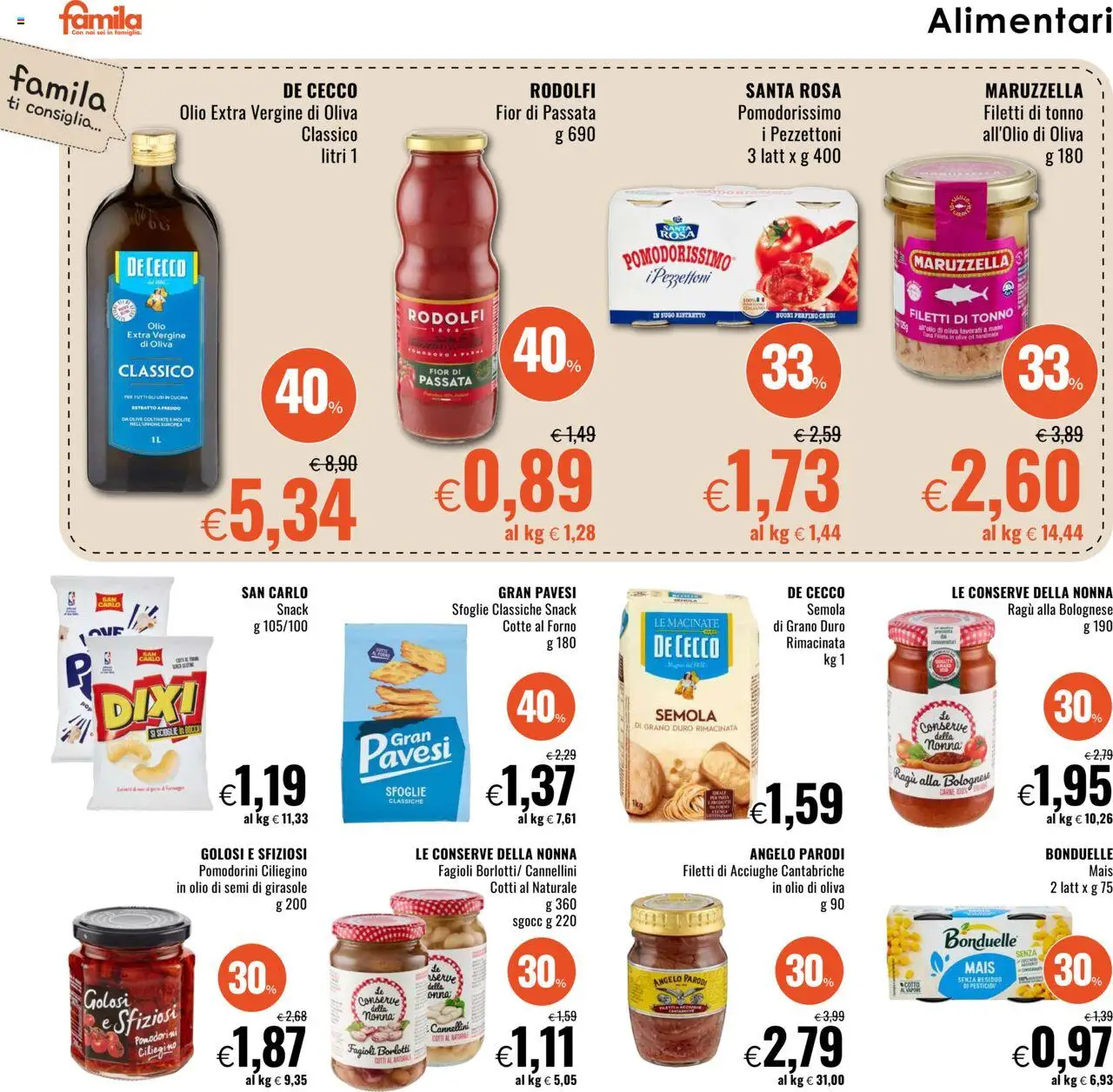 Volantino Famila del 21.08.2025 | Pagina: 14 | Prodotti: Ragú, Olio extra vergine, Mais, Olio di Oliva