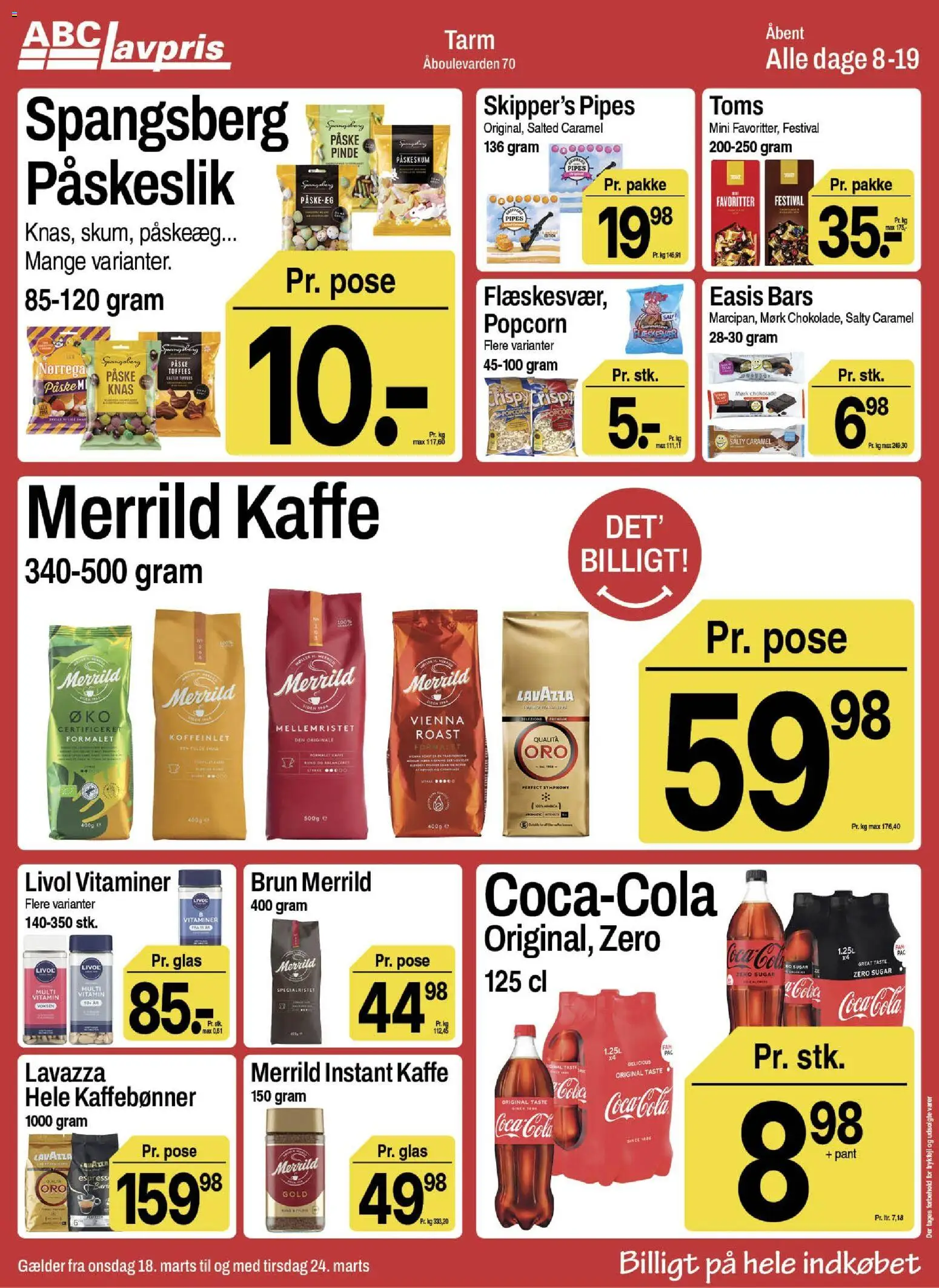 Abc Lavpris tilbudsavis – gyldig fra 18.03.2026 | Side: 7 | Produkter: Chokolade, Coca Cola, Popcorn, Instant Kaffe