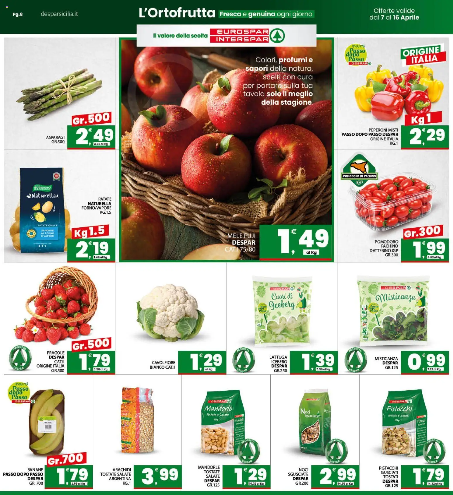 Volantino Eurospar del 07.04.2026 | Pagina: 8 | Prodotti: Mele, Peperoni, Pomodoro, Cavolfiore