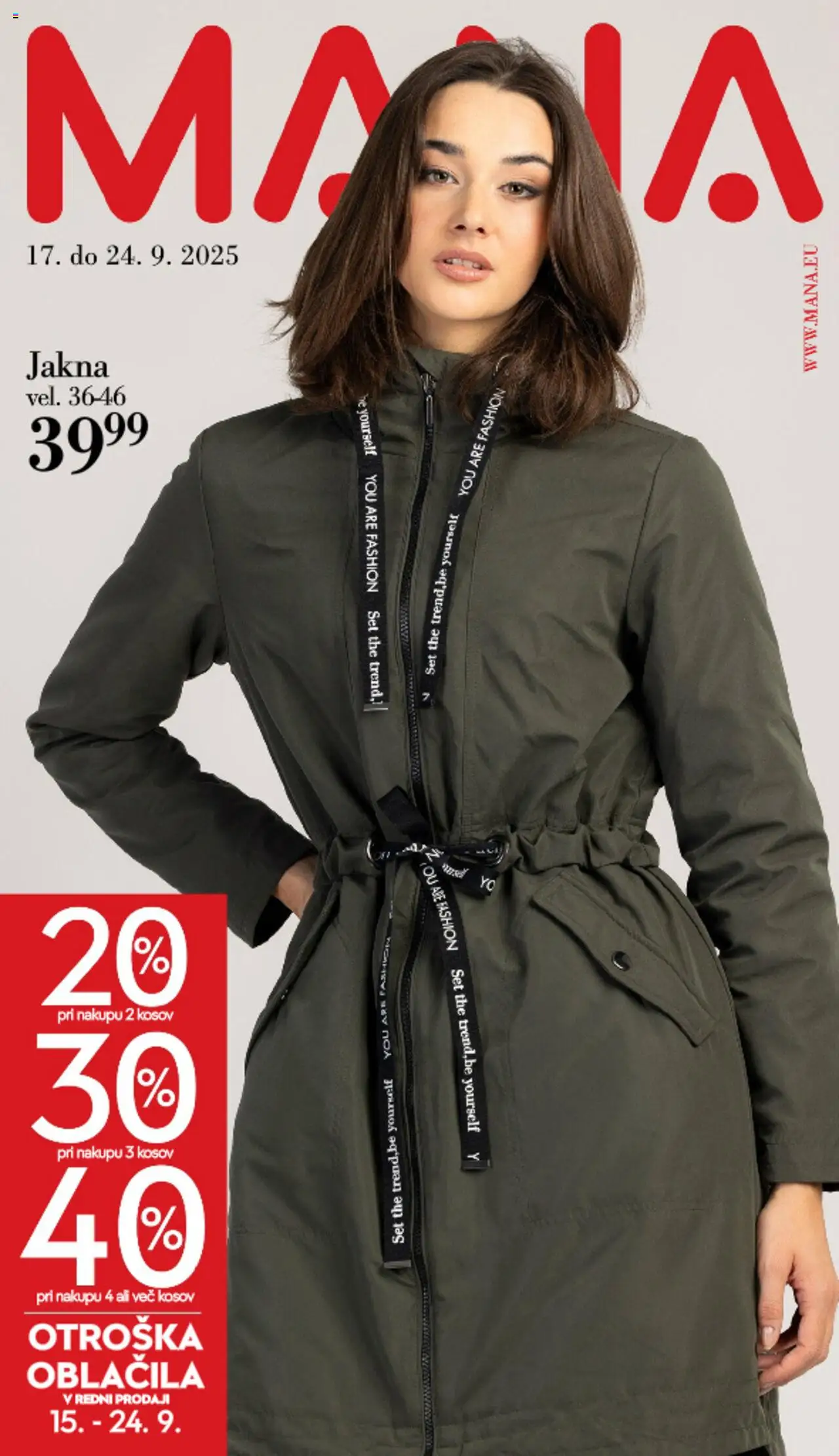 Novi Mana katalog ponudbe – veljaven od 17.09.2025 | Stran: 1 | Izdelki: Otroška oblačila, Oblacila, Jakna