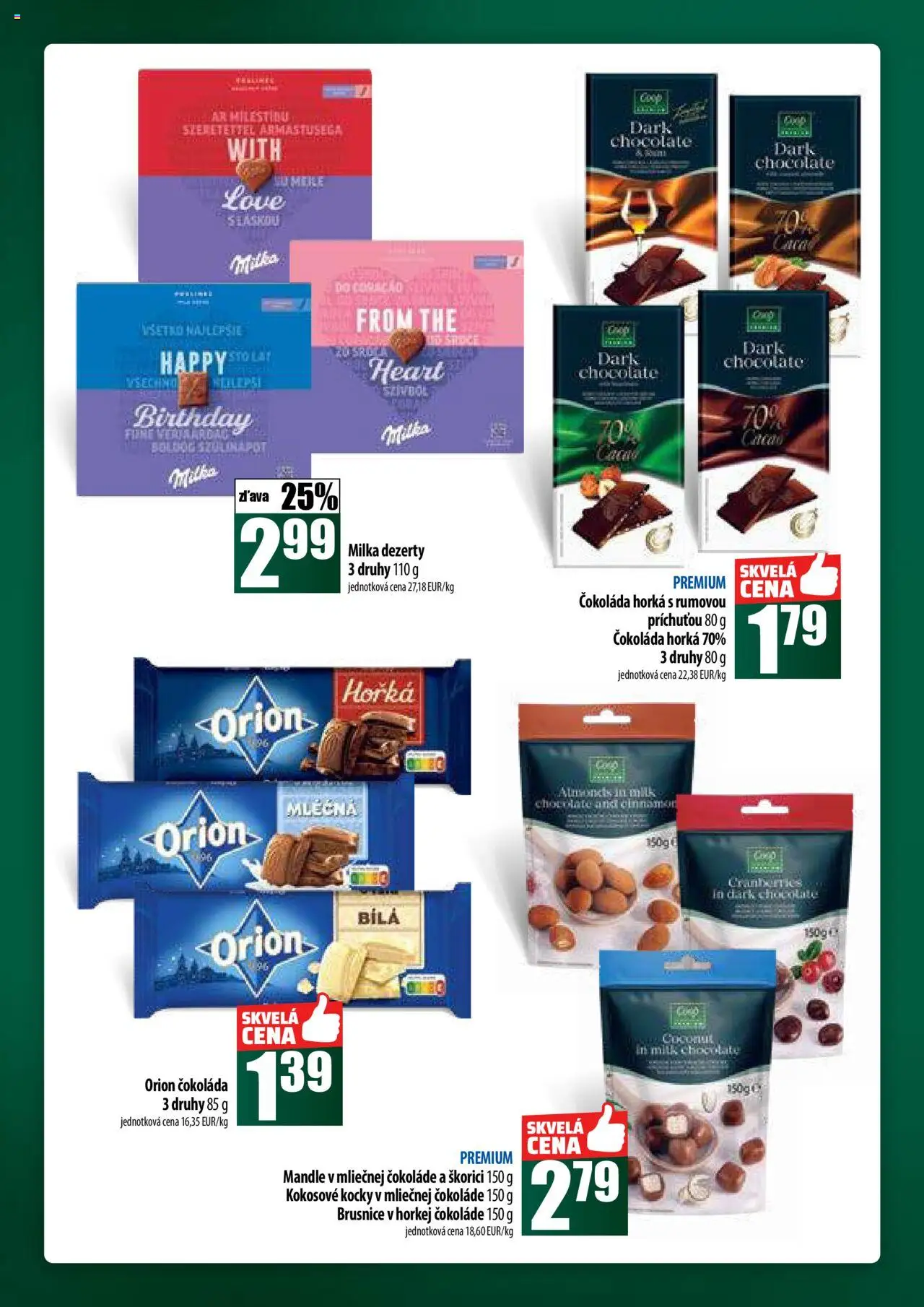 COOP Jednota široká ponuka │ platný od 14.08.2025 | Strana: 40 | Produkty: Čokoláda, Milka, Mandle