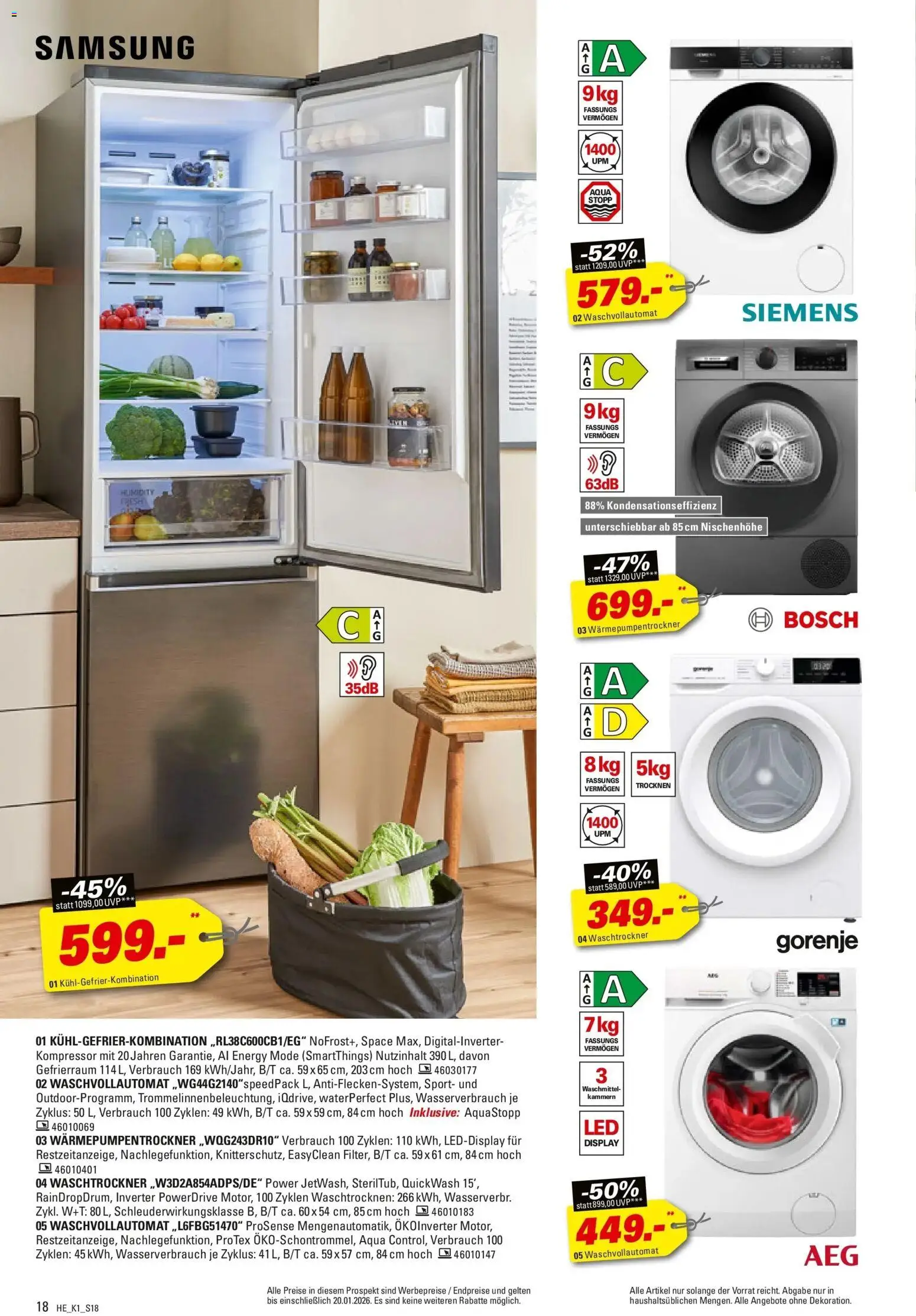 Höffner - Höffner: Möbelangebote – gültig ab 23.12.2025 | Seite: 18 | Produkte: Siemens, Gorenje, Samsung, Waschtrockner