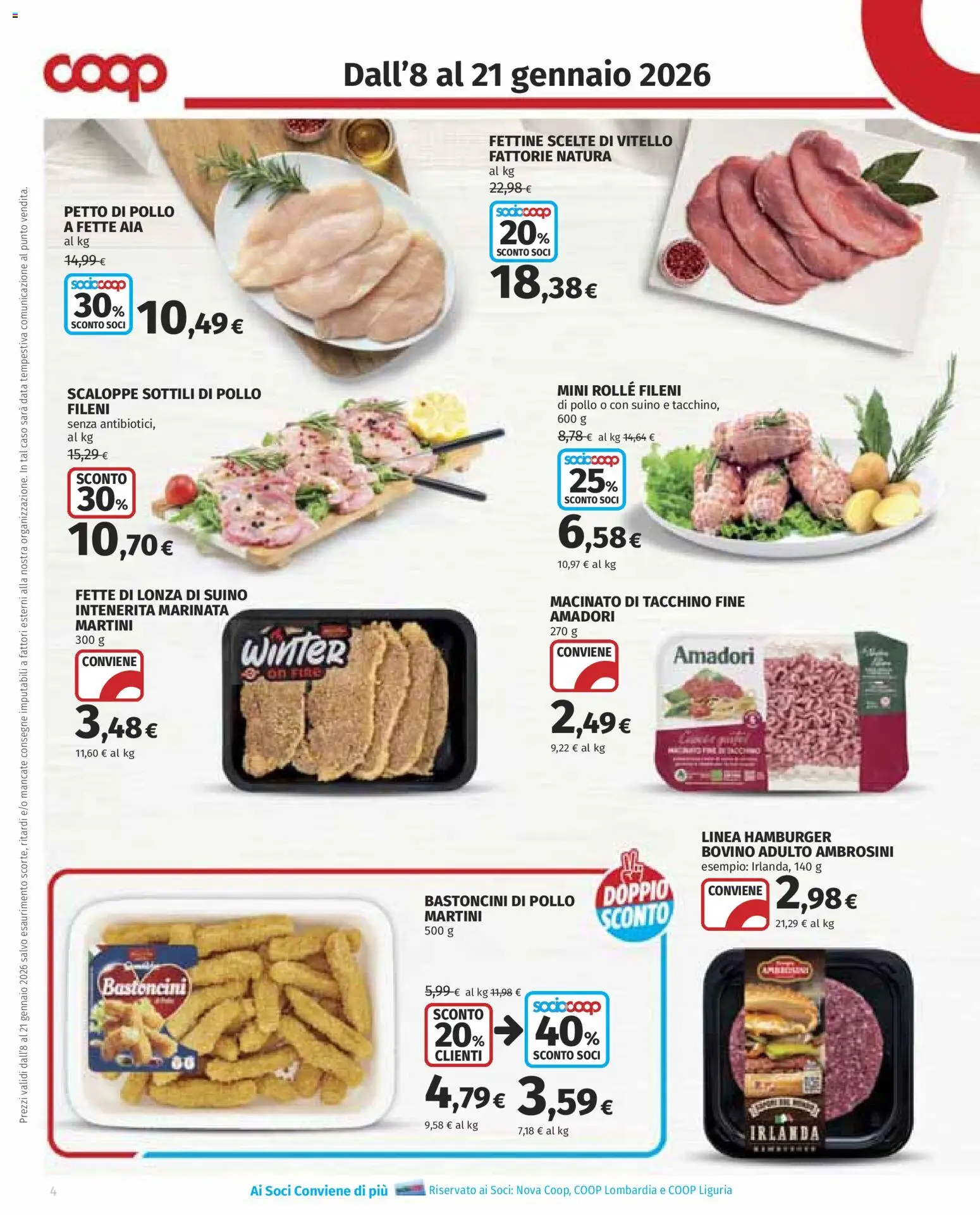 Volantino COOP del 08.01.2026 | Pagina: 4 | Prodotti: Pollo, Suino, Data, Macinato