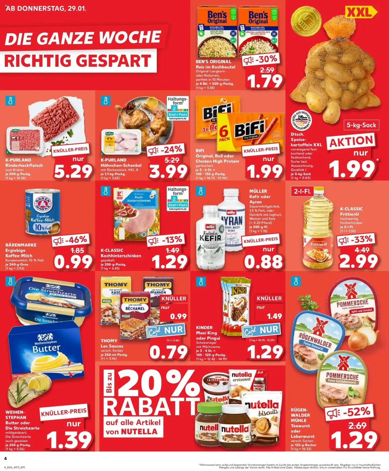 Kaufland prospekt Nienburg	 – gültig ab 29.01.2026 | Seite: 4 | Produkte: Hahnchenschenkel, Butter, Kartoffeln, Salz