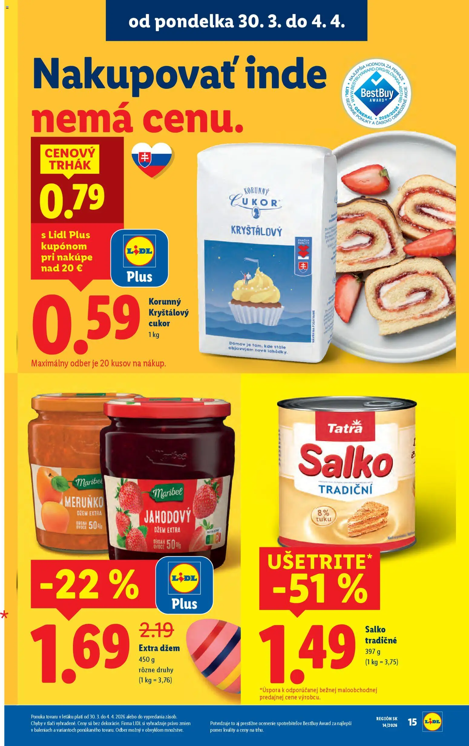 Nové Lidl akcie – leták je platný od 30.03.2026 | Strana: 19 | Produkty: Kryštálový cukor, Salko, Cukor