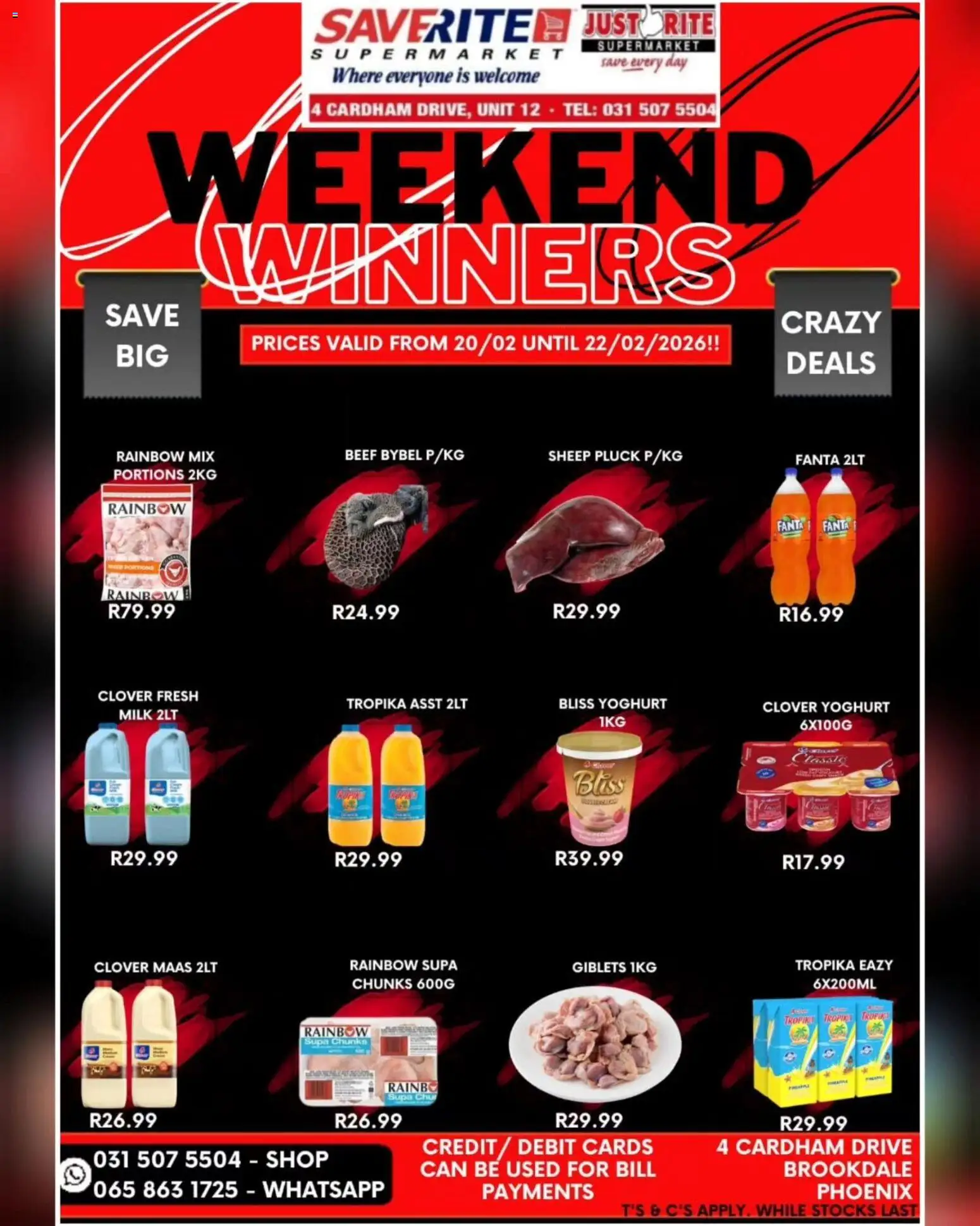 New Saverite catalogue – valid from 20.02.2026 | Page: 2 | Products: Yoghurt, Milk, Beef, Fanta