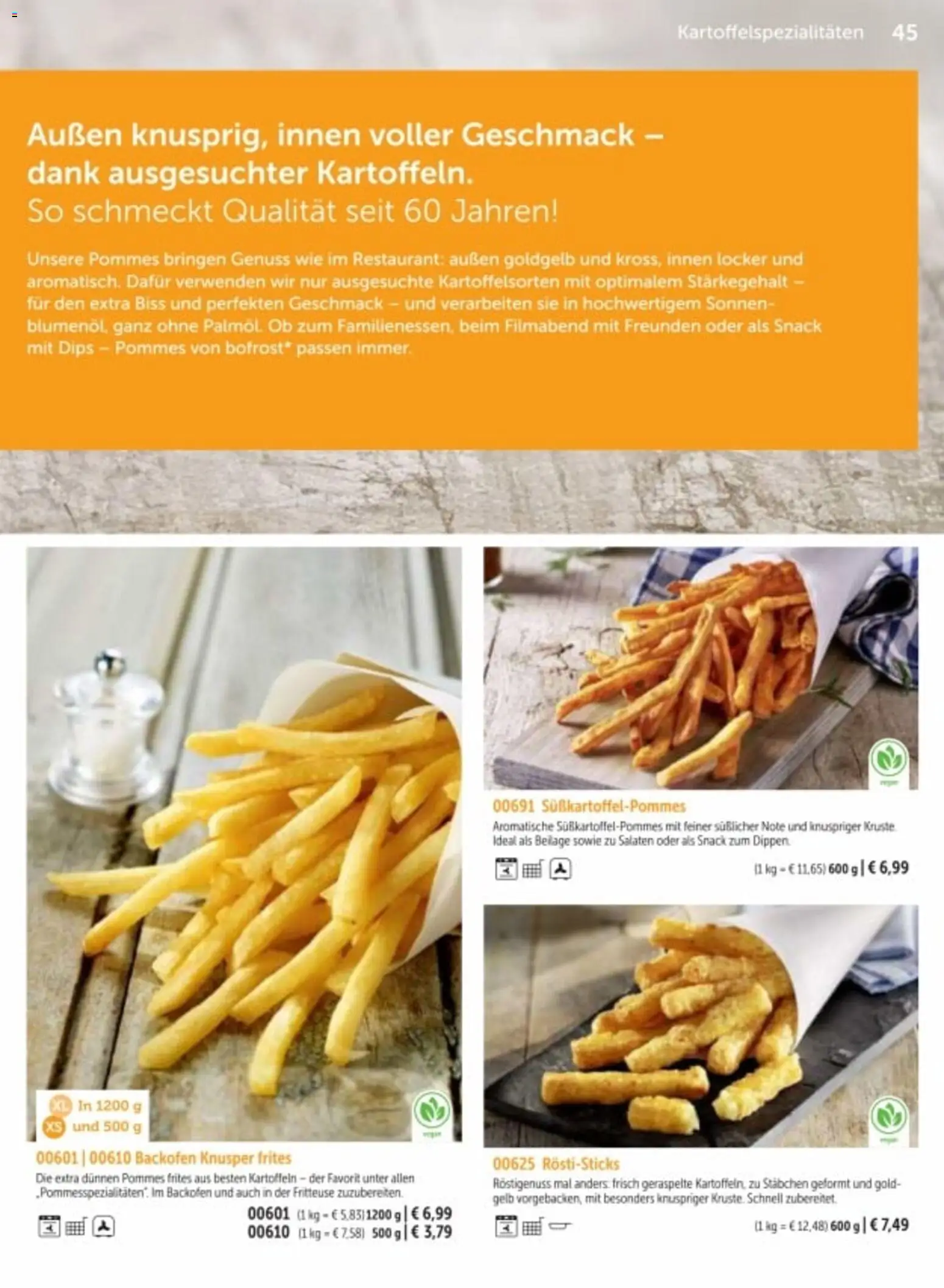 Bofrost Katalog – gültig ab 06.03.2026 | Seite: 45 | Produkte: Pommes, Kartoffeln, Backofen, Fritteuse