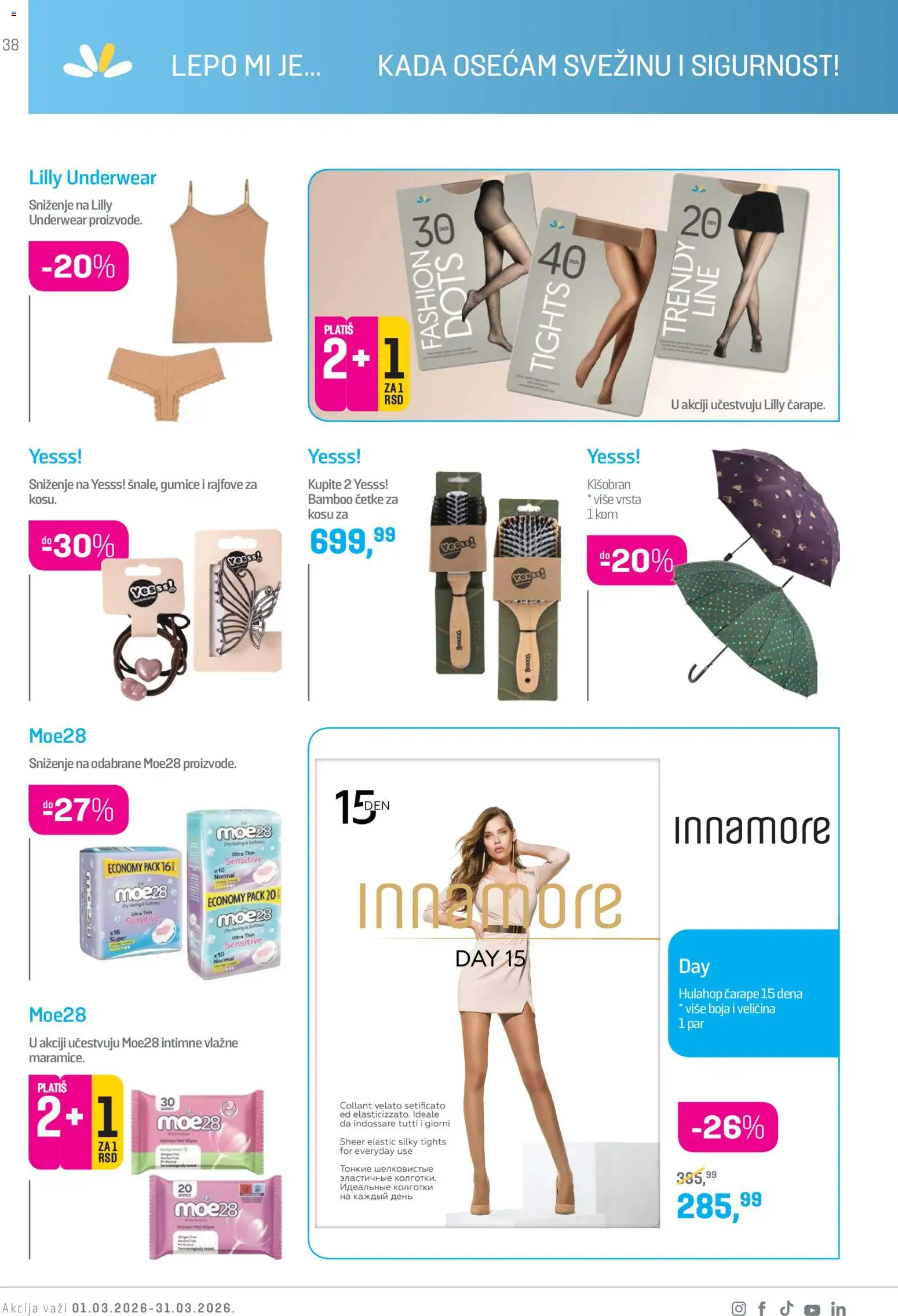 Lilly drogerie katalog - važi od 01.03.2026 | Strana: 38 | Proizvode: Kišobran, Čarape