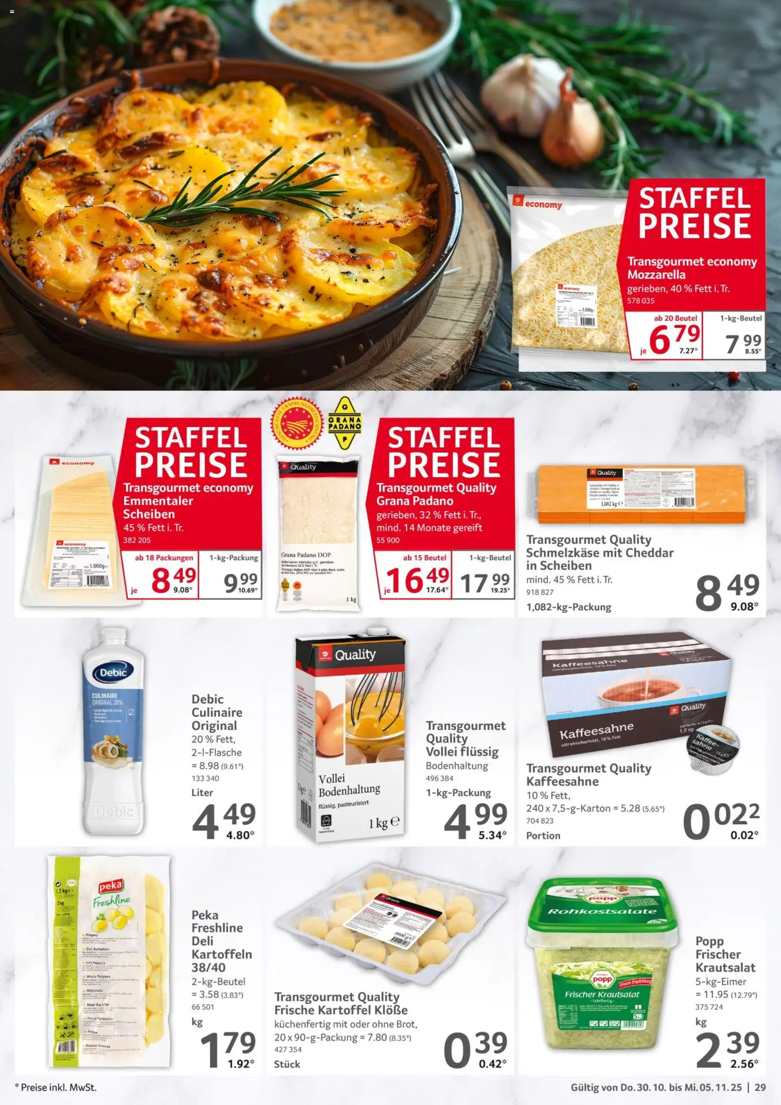Selgros Prospekt 	 – gültig ab 30.10.2025 | Seite: 29 | Produkte: Kaffee, Mozzarella, Kartoffeln, Sahne