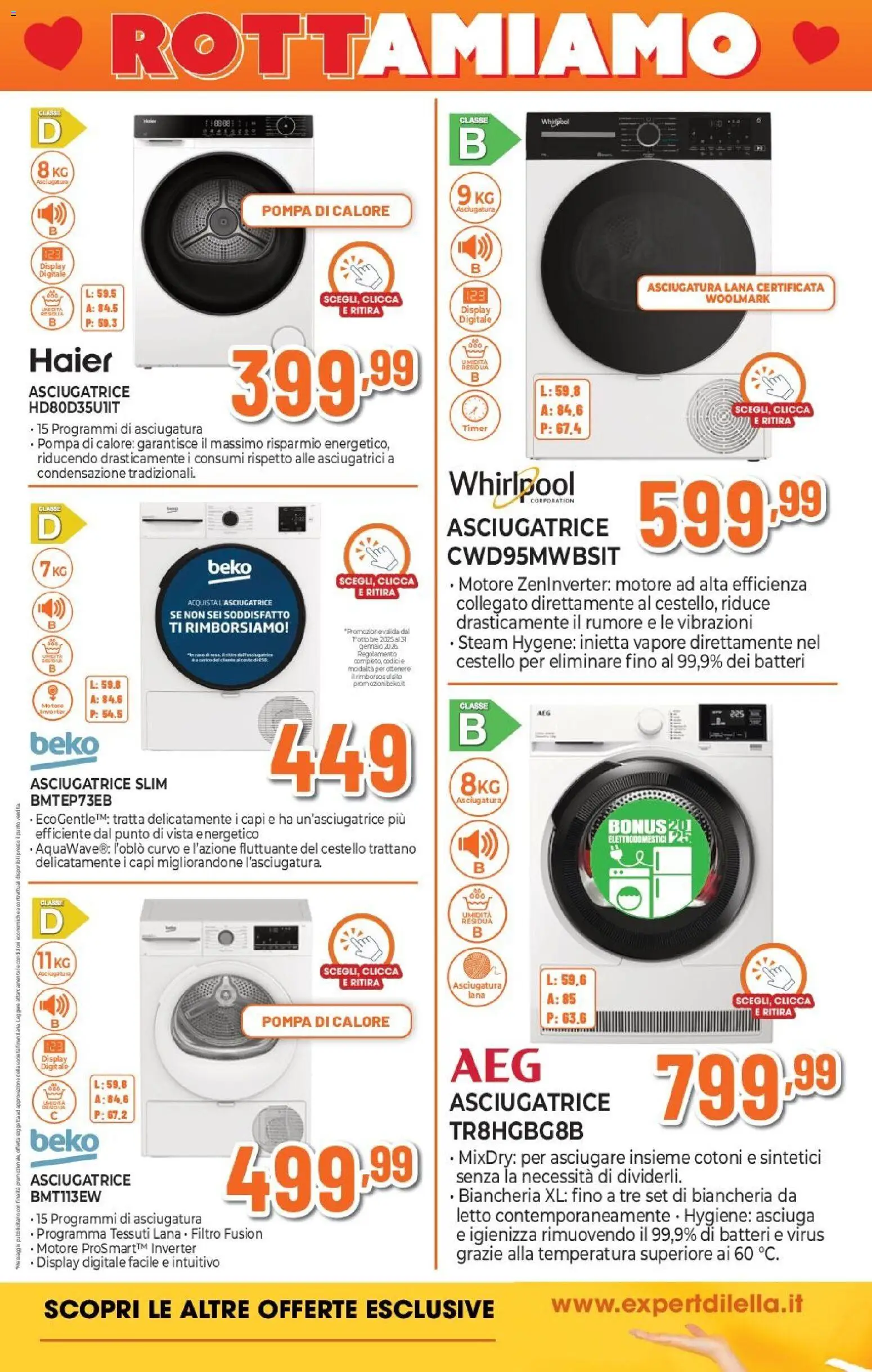 Volantino Expert del 29.01.2026 | Pagina: 5 | Prodotti: Asciugatrice, Letto