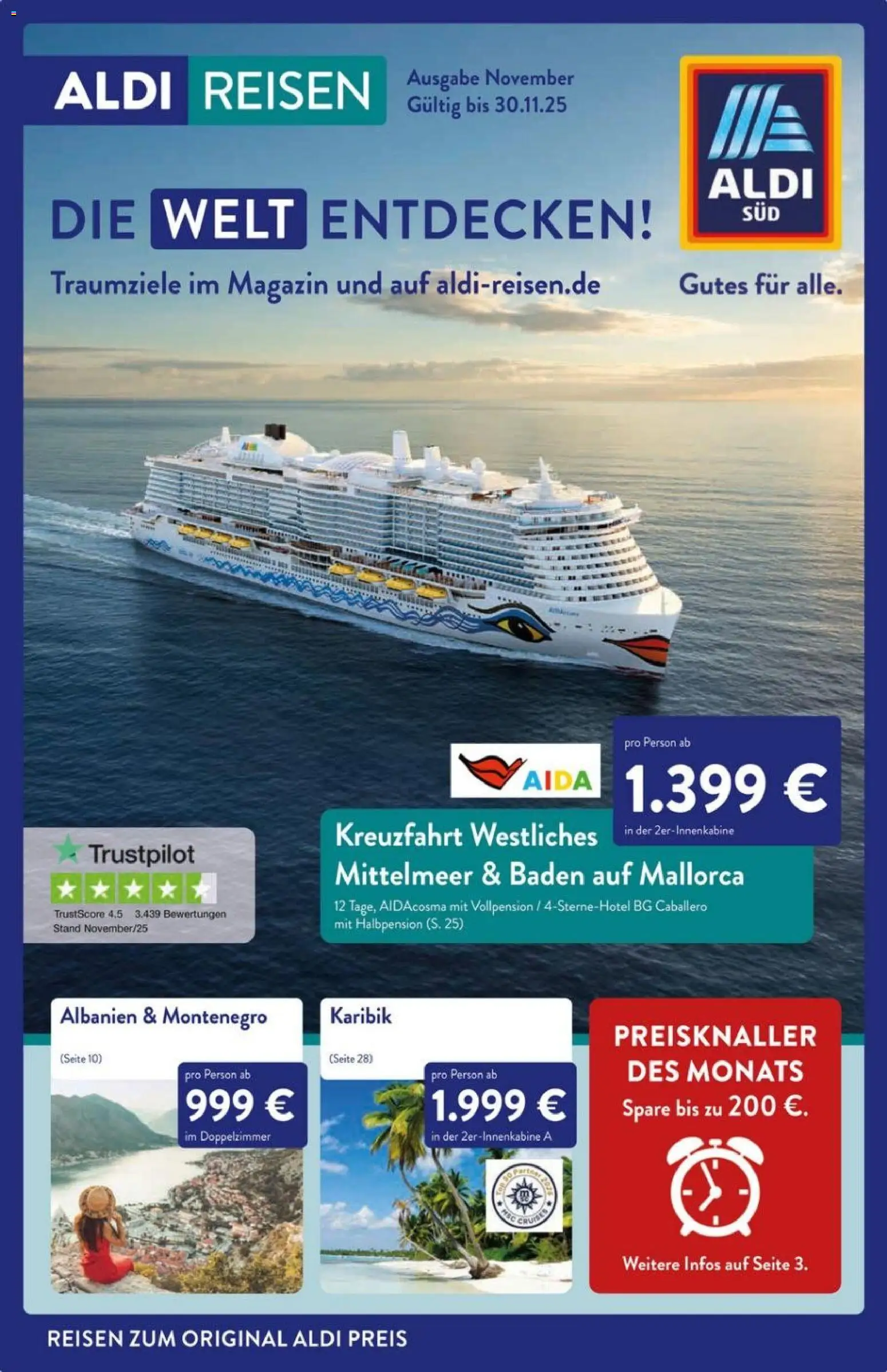 Aldi Süd Reisemagazin November 2025 – gültig ab 01.11.2025 | Seite: 1