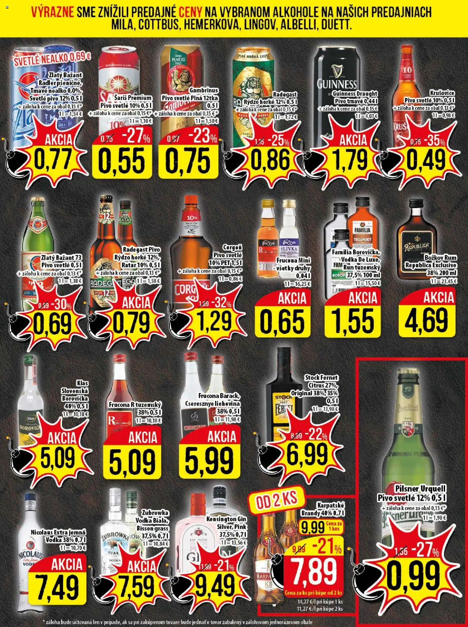Nové Klas akcie – leták je platný od 12.01.2026 | Strana: 20 | Produkty: Krušovice, Gin, Gambrinus, Rum