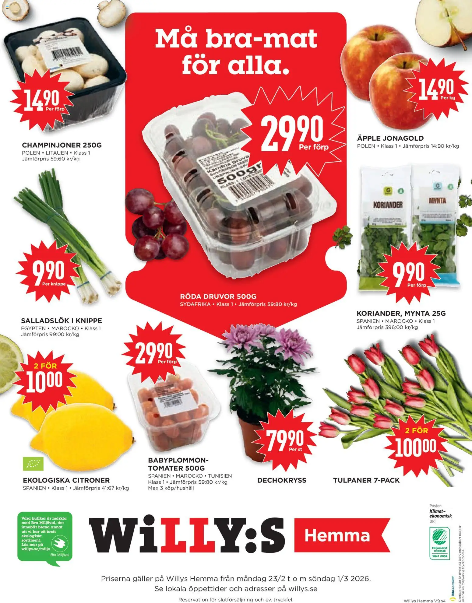 Willys reklamblad aktuell från 23.02.2026 | Sida: 4 | Produkter: Galler, Äpple, Papper, Mynta