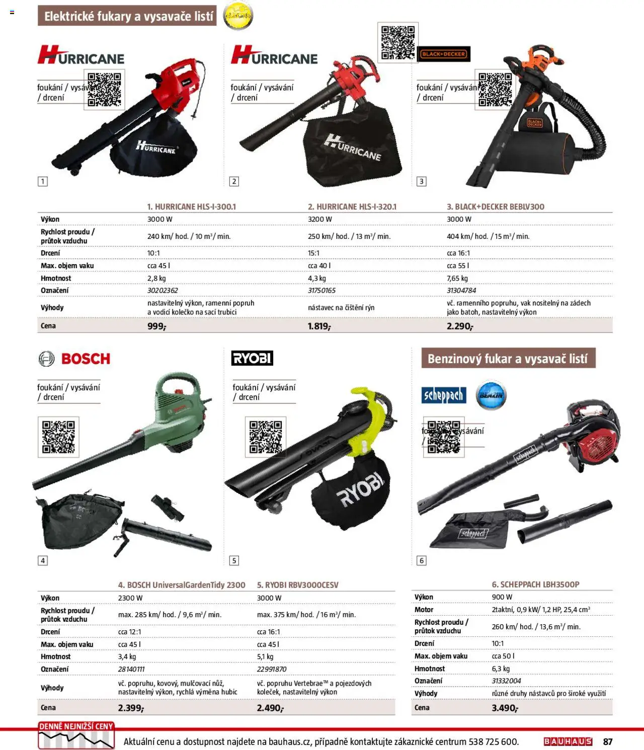 Bauhaus katalog Zahradní technika od 01.04.2025 | Strana: 87 | Produkty: Vysavač listí, Vysavač, Vysavače, Elektro